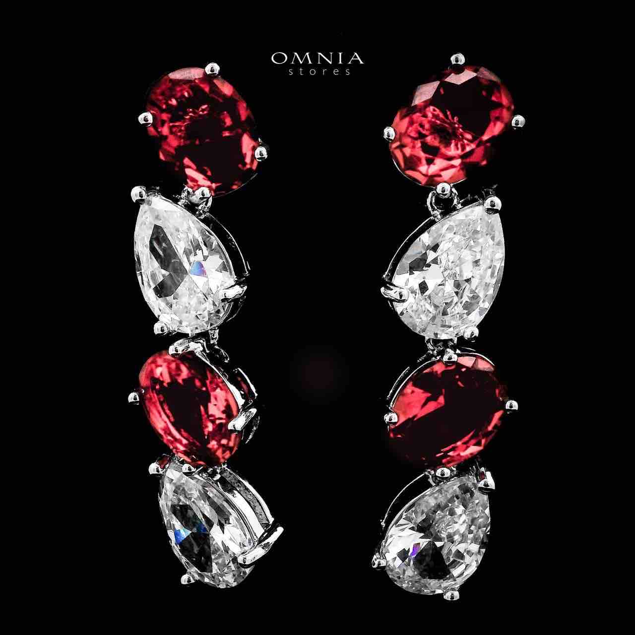 Omnia Lamia White And Red Bridal Full Set with High-Quality Simulated Diamonds Rhodium Plated - OMNIASTORES UAE