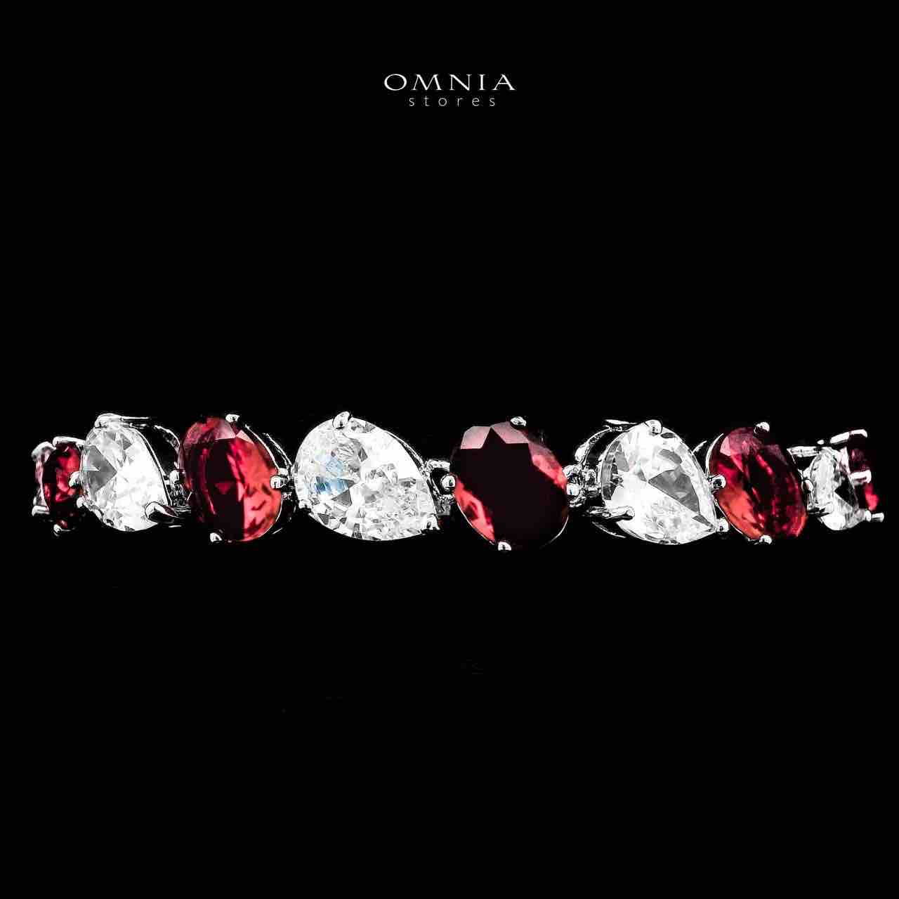 Omnia Lamia White And Red Bridal Full Set with High-Quality Simulated Diamonds Rhodium Plated - OMNIASTORES UAE