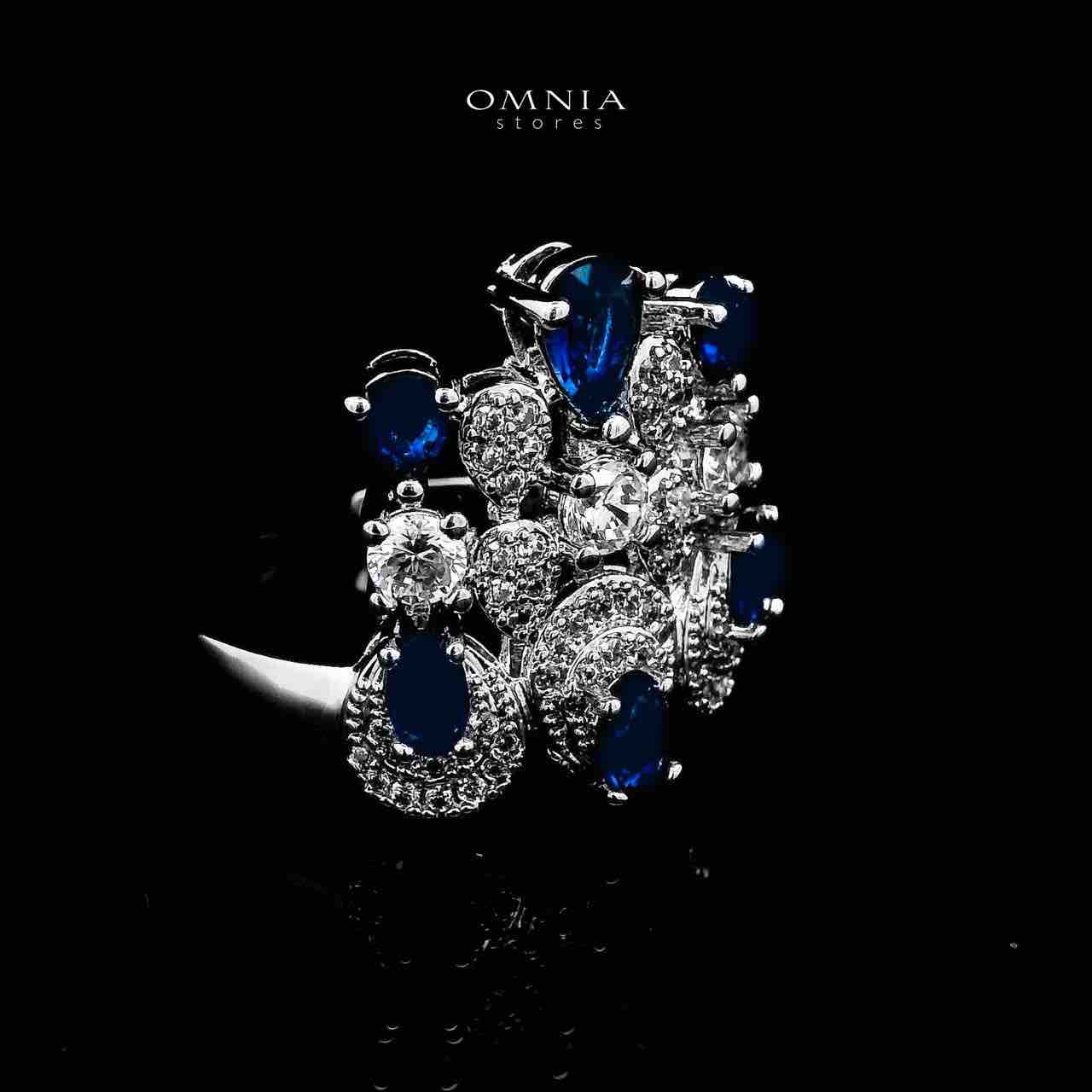 Omnia Aleya Blue Bridal Full Long chain Set in High Quality Simulated Diamonds Rhodium Plated - OMNIASTORES UAE