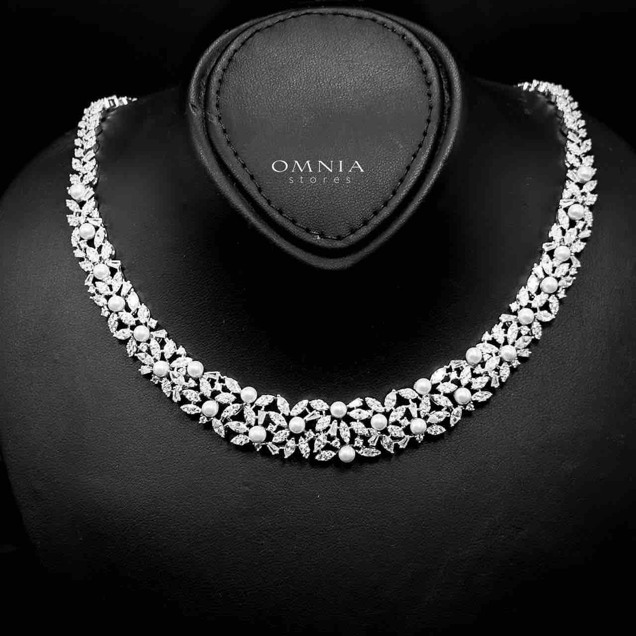 Omnia Fadwa Bridal Full Set Accessories in High Quality Zircon Stone Rhodium Plated - OMNIASTORES UAE