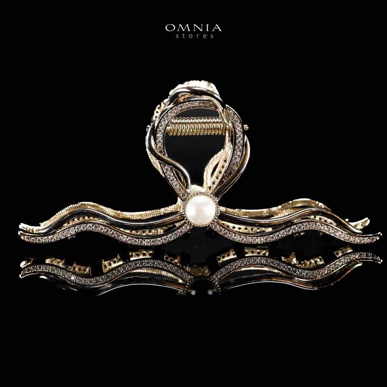 Omnia Luluwa Light Gold Hair Clip in High Quality Zircon Stone In Rhodium Plated - OMNIASTORES UAE