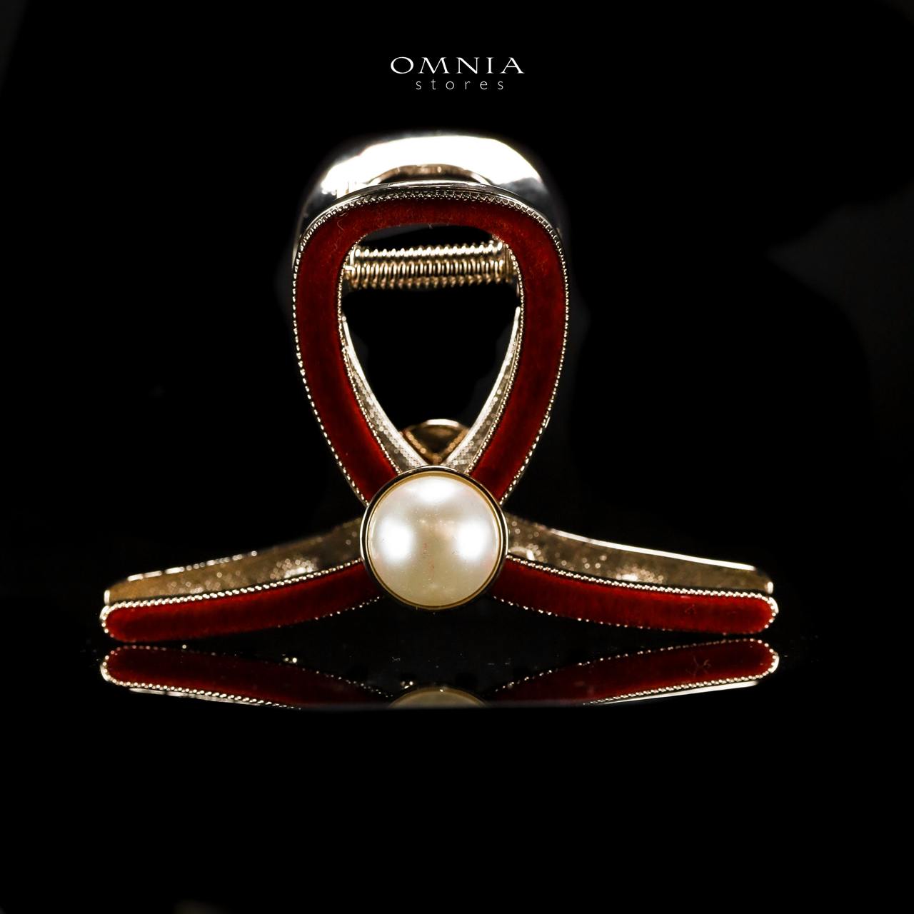 Omnia Wissal Light Gold Hair Clip in Velvet Red Line With High Quality Rhodium Plated - OMNIASTORES UAE