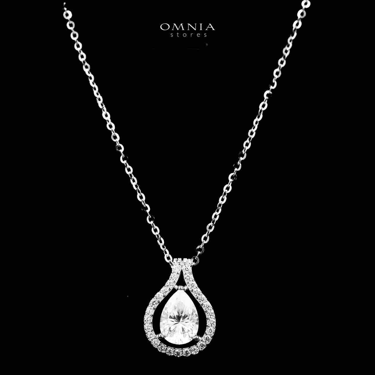 Omnia Shaqraa Silver Necklace and Earrings Set in 925 Silver with High-Quality White Ice Cut Stones - OMNIASTORES UAE