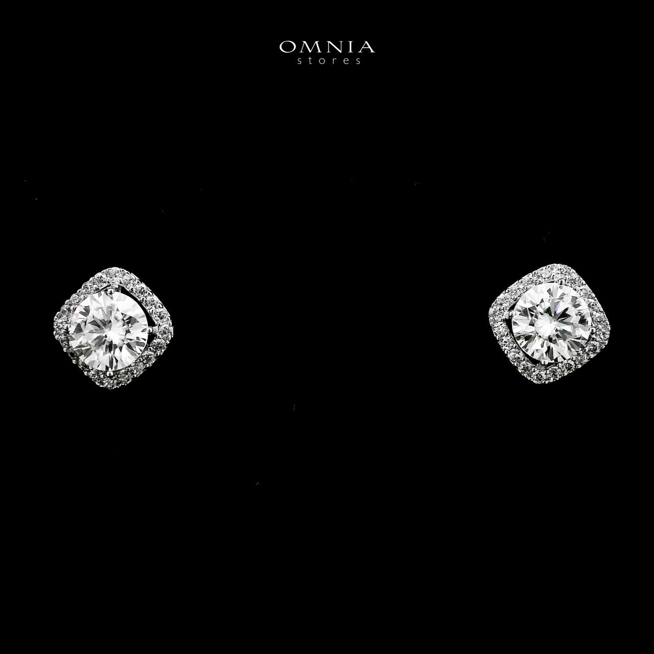 Omnia Thimar Silver Stud Earrings in 925 Silver with High-Quality White Moissanite Stones - OMNIASTORES UAE