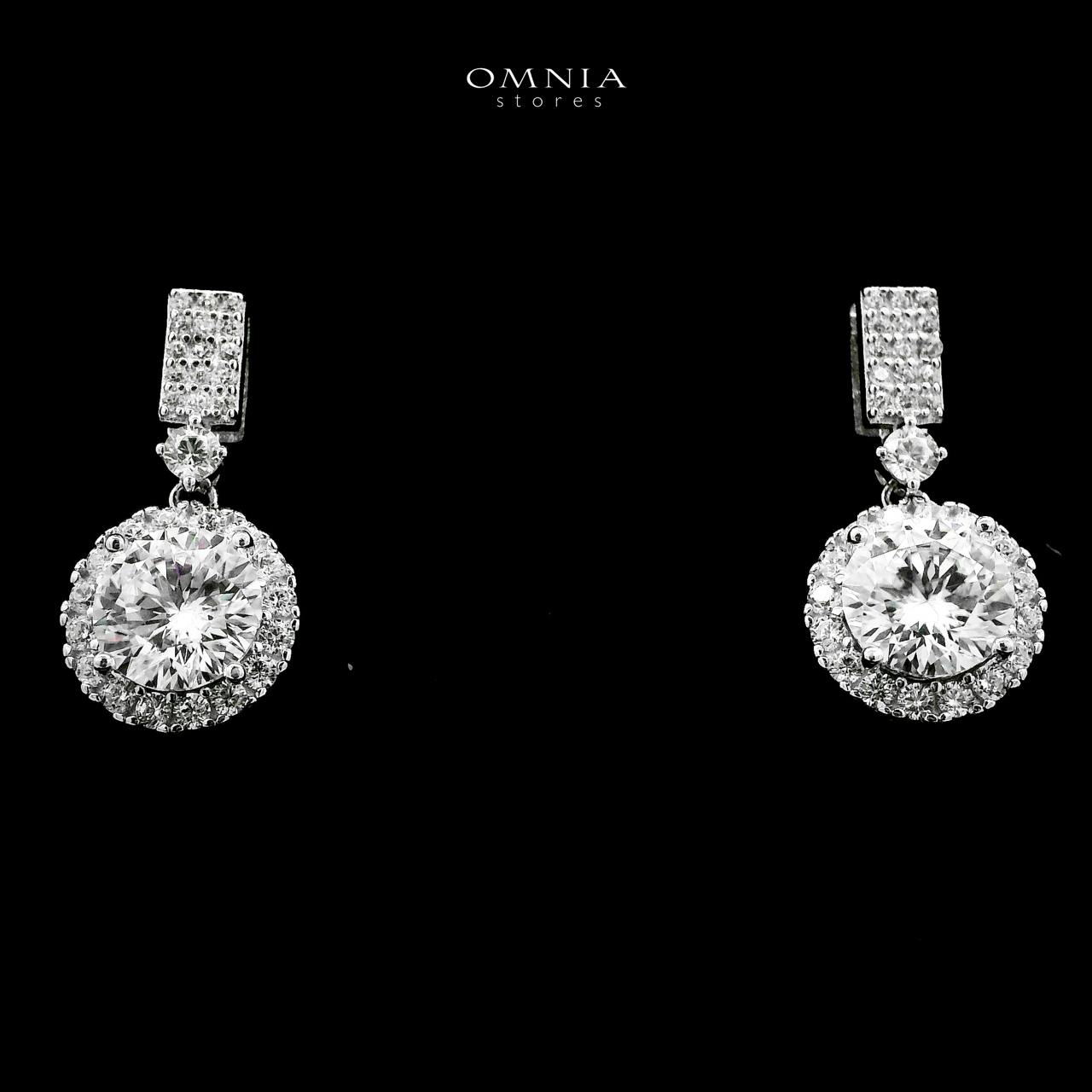 Omnia Raneesa Silver Drop Earrings in 925 Silver with High-Quality White Moissanite Stones - OMNIASTORES UAE