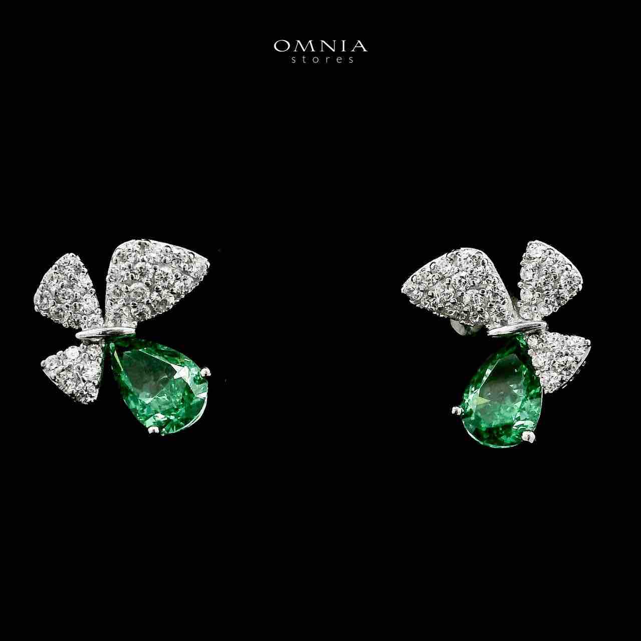 Omnia Nardeen Silver Butterfly Necklace and Earrings Set in 925 Silver with High-Quality Green Ice Cut Stones - OMNIASTORES UAE