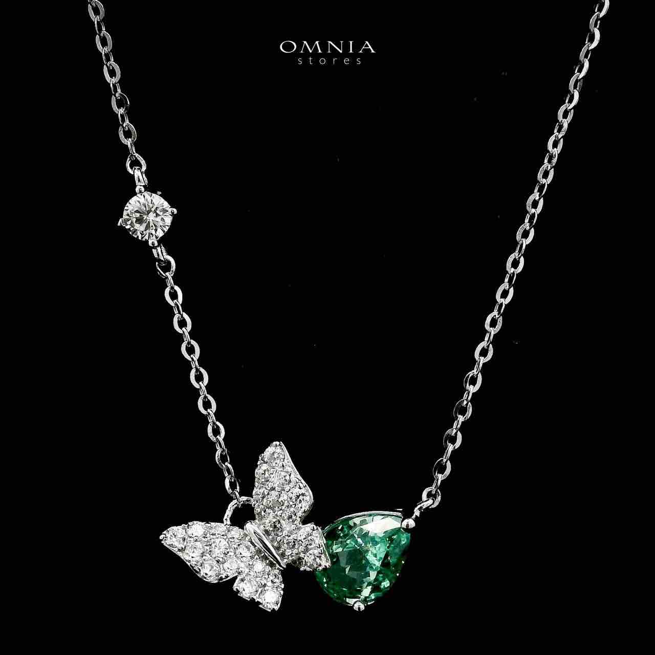 Omnia Nardeen Silver Butterfly Necklace and Earrings Set in 925 Silver with High-Quality Green Ice Cut Stones - OMNIASTORES UAE