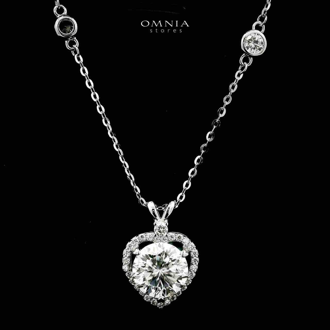 Omnia Tamima Silver Heart Shape Necklace and Earrings Set in 925 Silver with High-Quality White Moissanite Stones - OMNIASTORES UAE