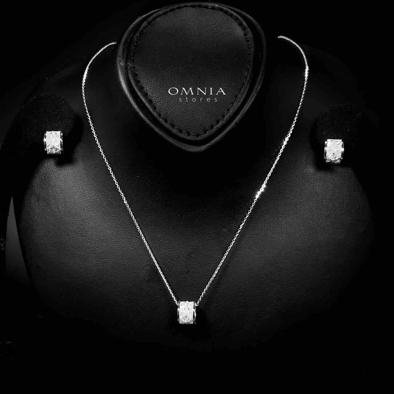 Omnia Yasma Silver Necklace & Earrings Set in 925 Silver with High-Quality White CZ Zircon Stones - OMNIASTORES UAE