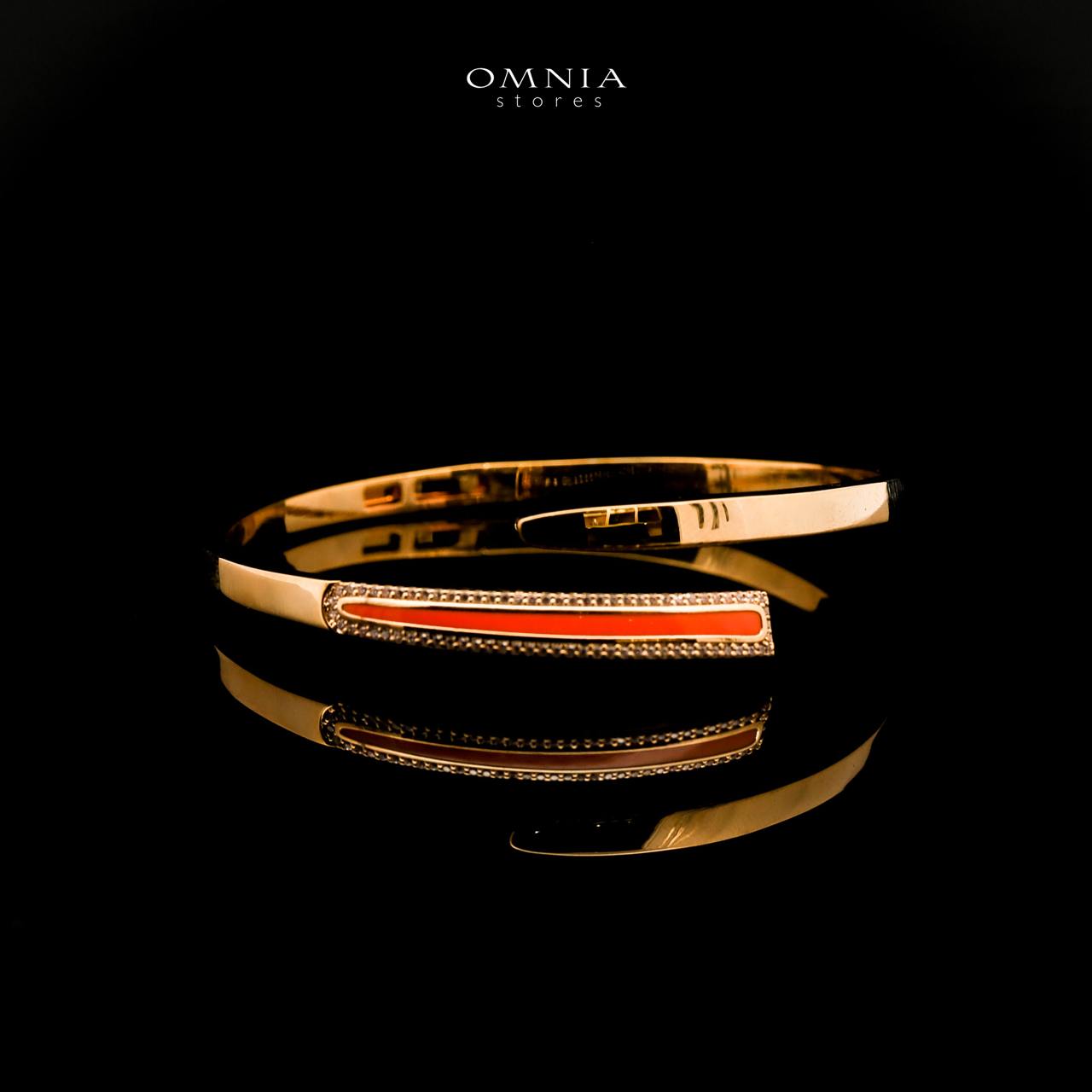 Omnia Iqlim Golden Bangle and Ring With Rhodium Plated In High Quality Zircon Stone - OMNIASTORES UAE