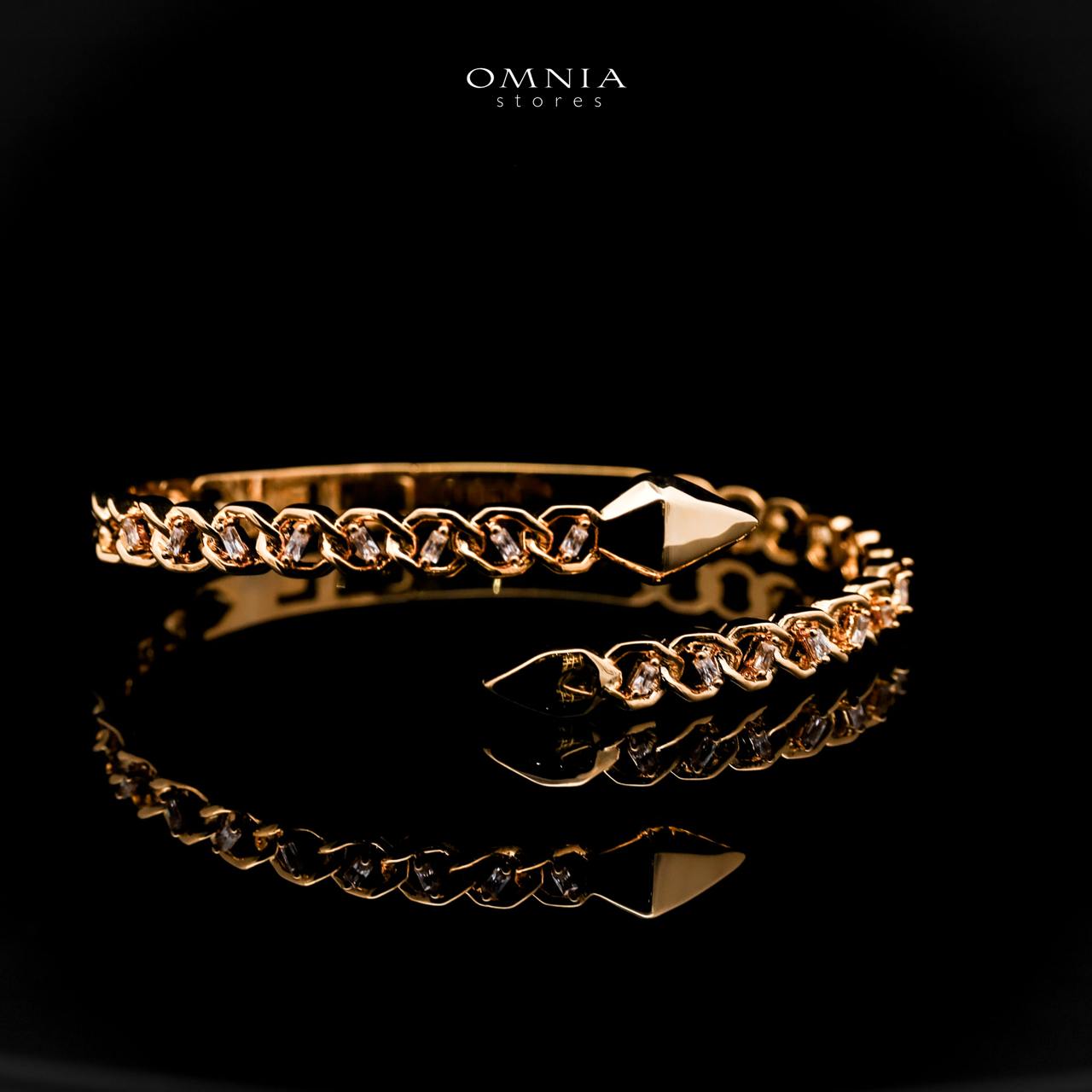 Omnia Khatira Golden Bangle and Ring With Rhodium Plated In High Quality Zircon Stone - OMNIASTORES UAE