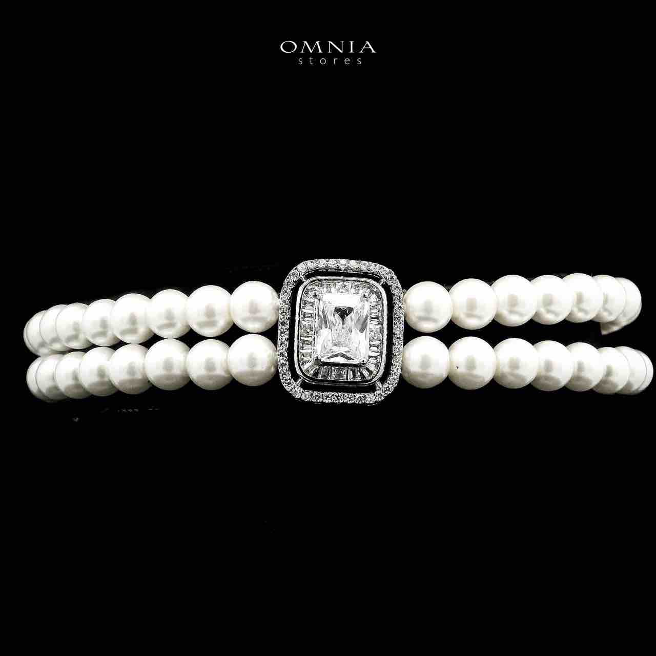 Omnia Wahida Pearl Bridal Full set With Rhodium Plated In High Quality Zircon Stone - OMNIASTORES UAE