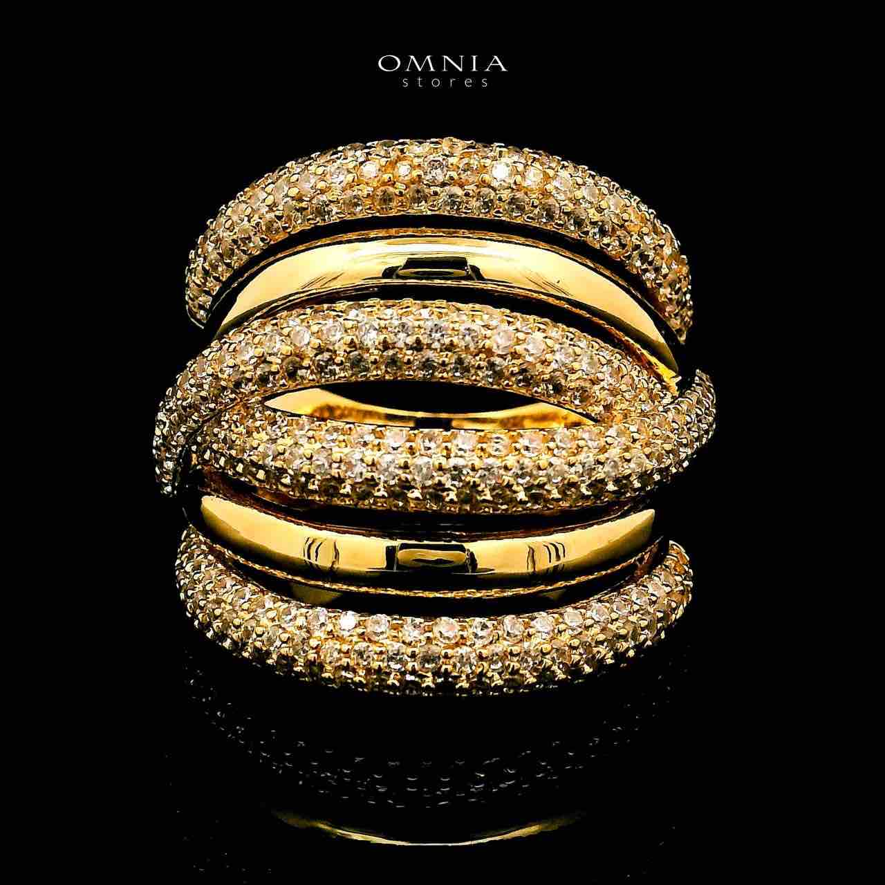 Omnia Durrat 18k Gold Plated Ring With Rhodium Plated In High Quality Zircon Stone - OMNIASTORES UAE