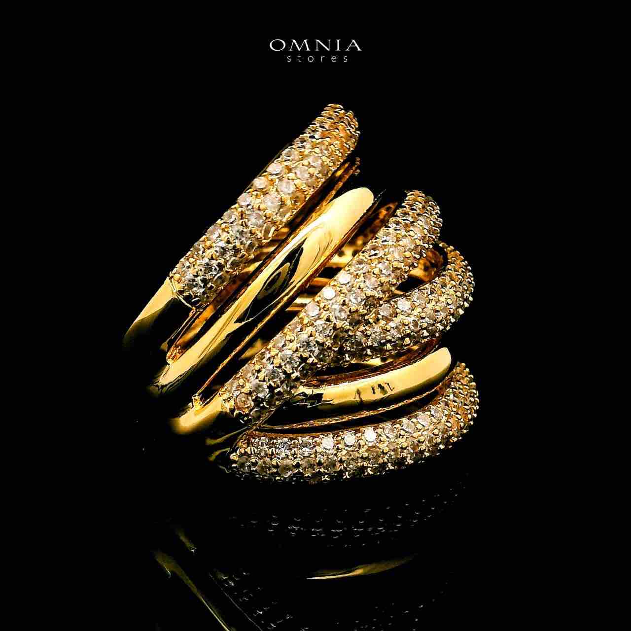 Omnia Durrat 18k Gold Plated Ring With Rhodium Plated In High Quality Zircon Stone - OMNIASTORES UAE