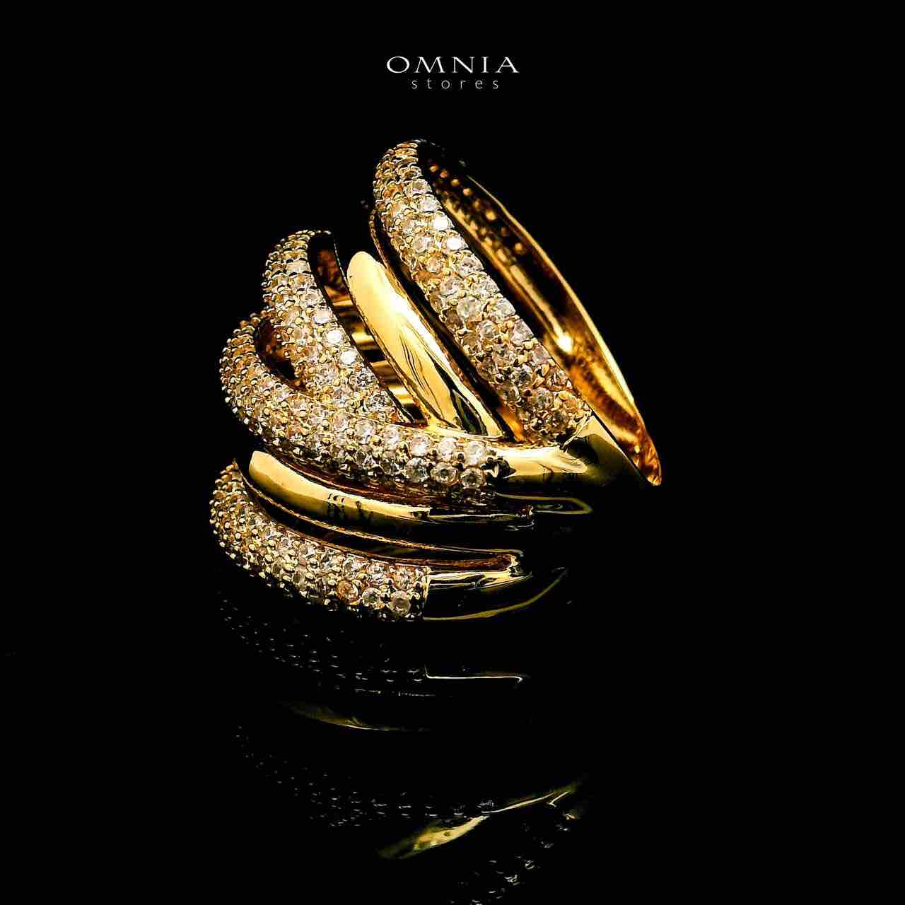 Omnia Durrat 18k Gold Plated Ring With Rhodium Plated In High Quality Zircon Stone - OMNIASTORES UAE