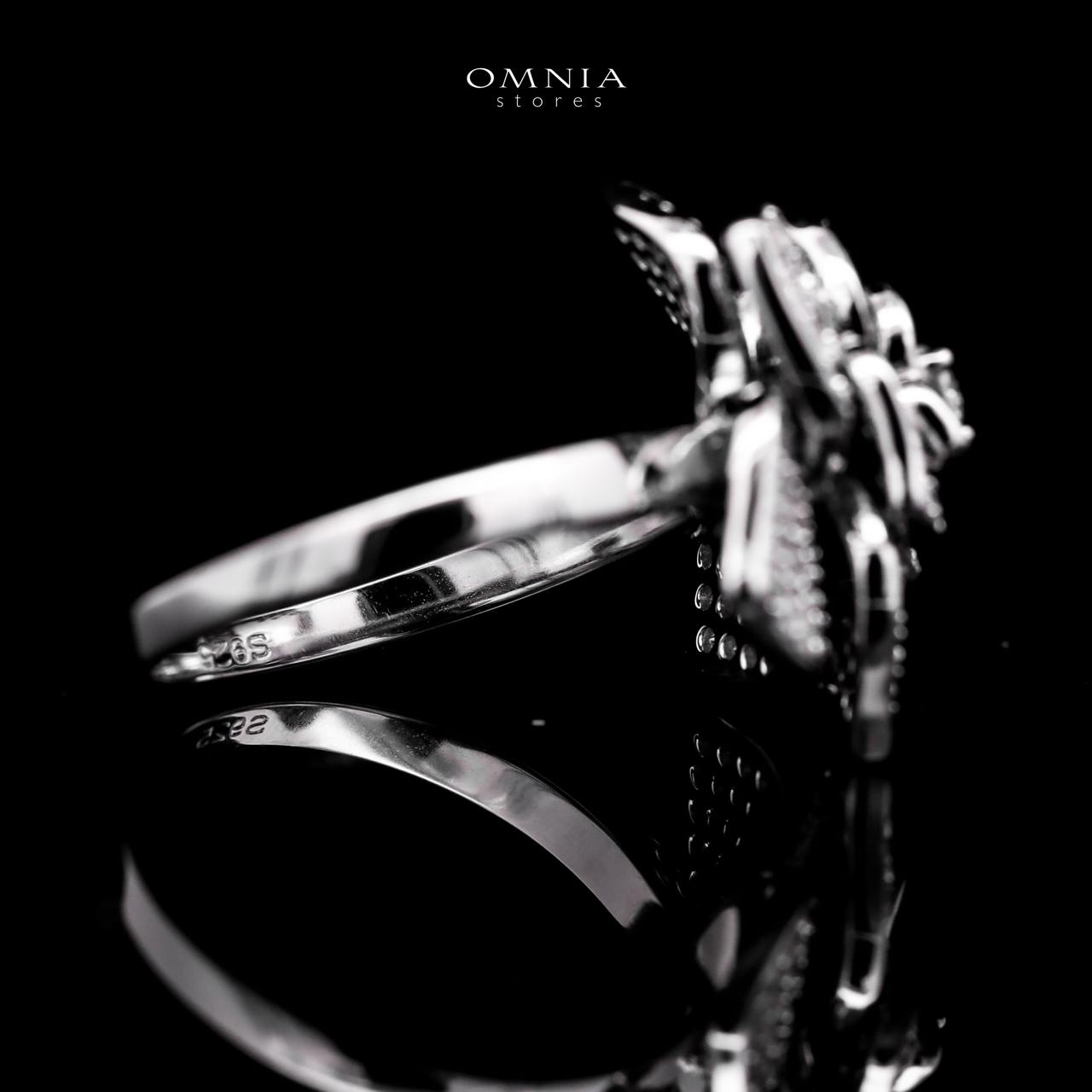 Omnia Solara Rose Design Silver Ring 925 Silver in GRA Certified High Quality White Moissanite Stone - OMNIASTORES UAE