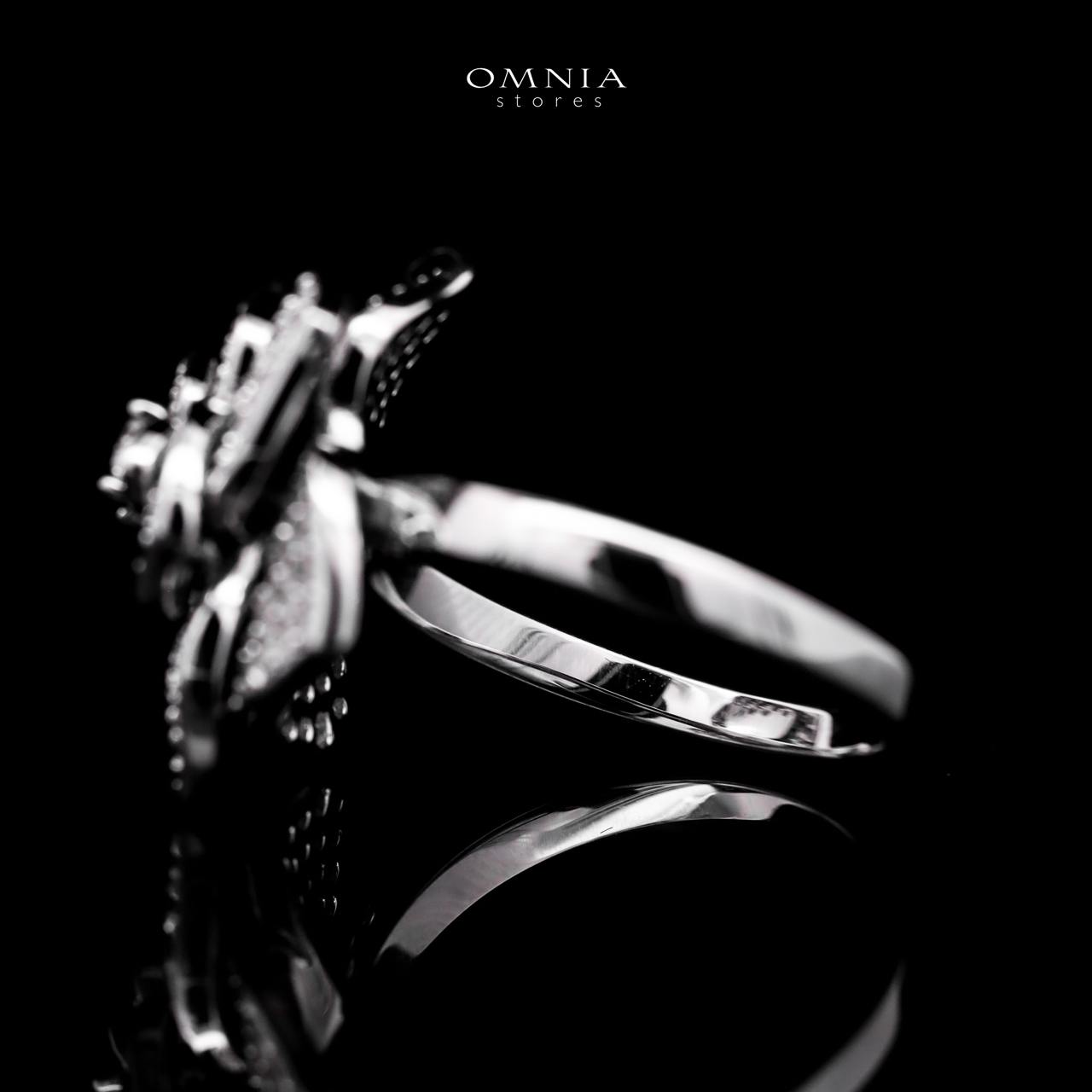 Omnia Solara Rose Design Silver Ring 925 Silver in GRA Certified High Quality White Moissanite Stone - OMNIASTORES UAE