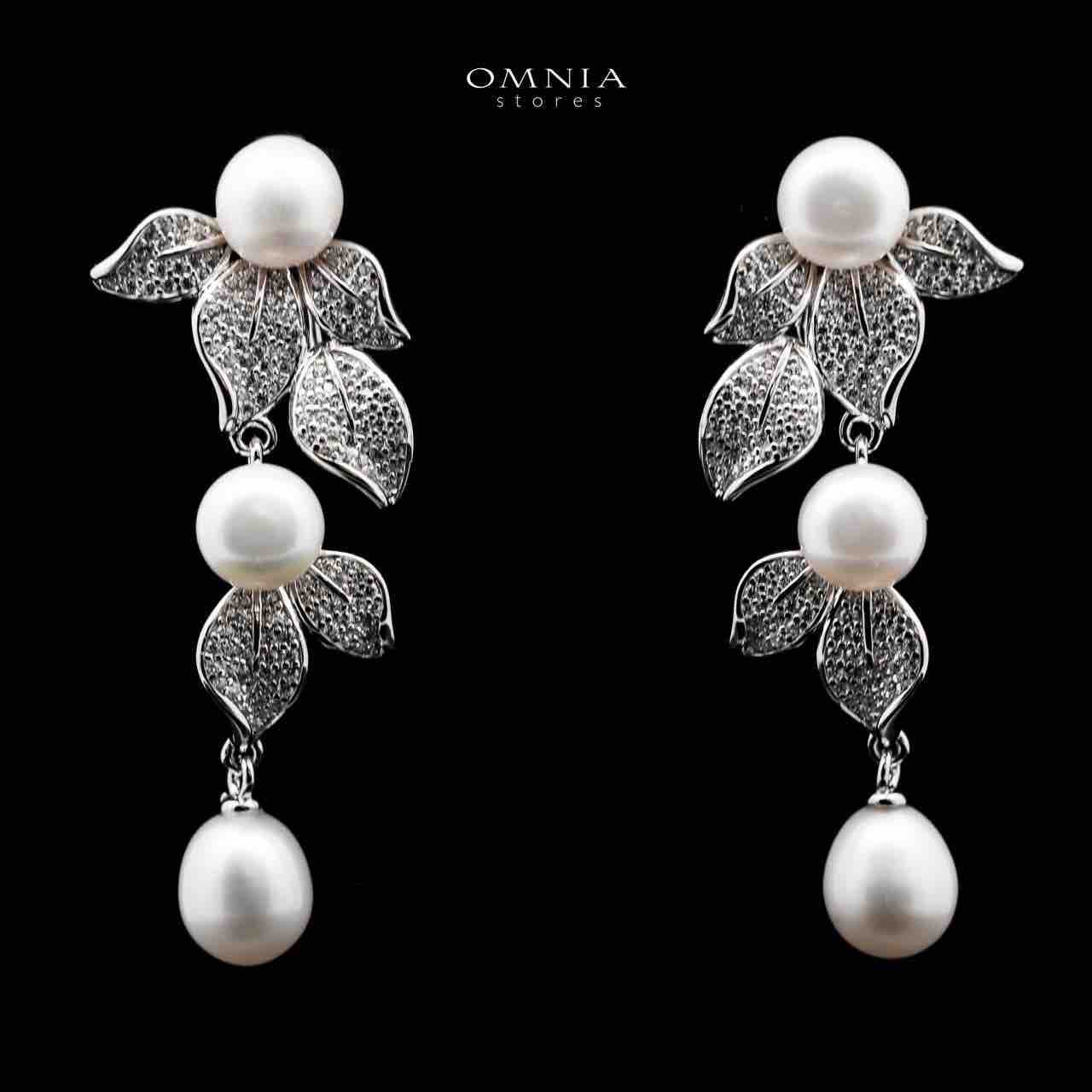 Omnia Precious Fresh Real Water Pearl Necklace and Earrings Set 925 Silver In High Quality Simulated diamonds - OMNIASTORES UAE