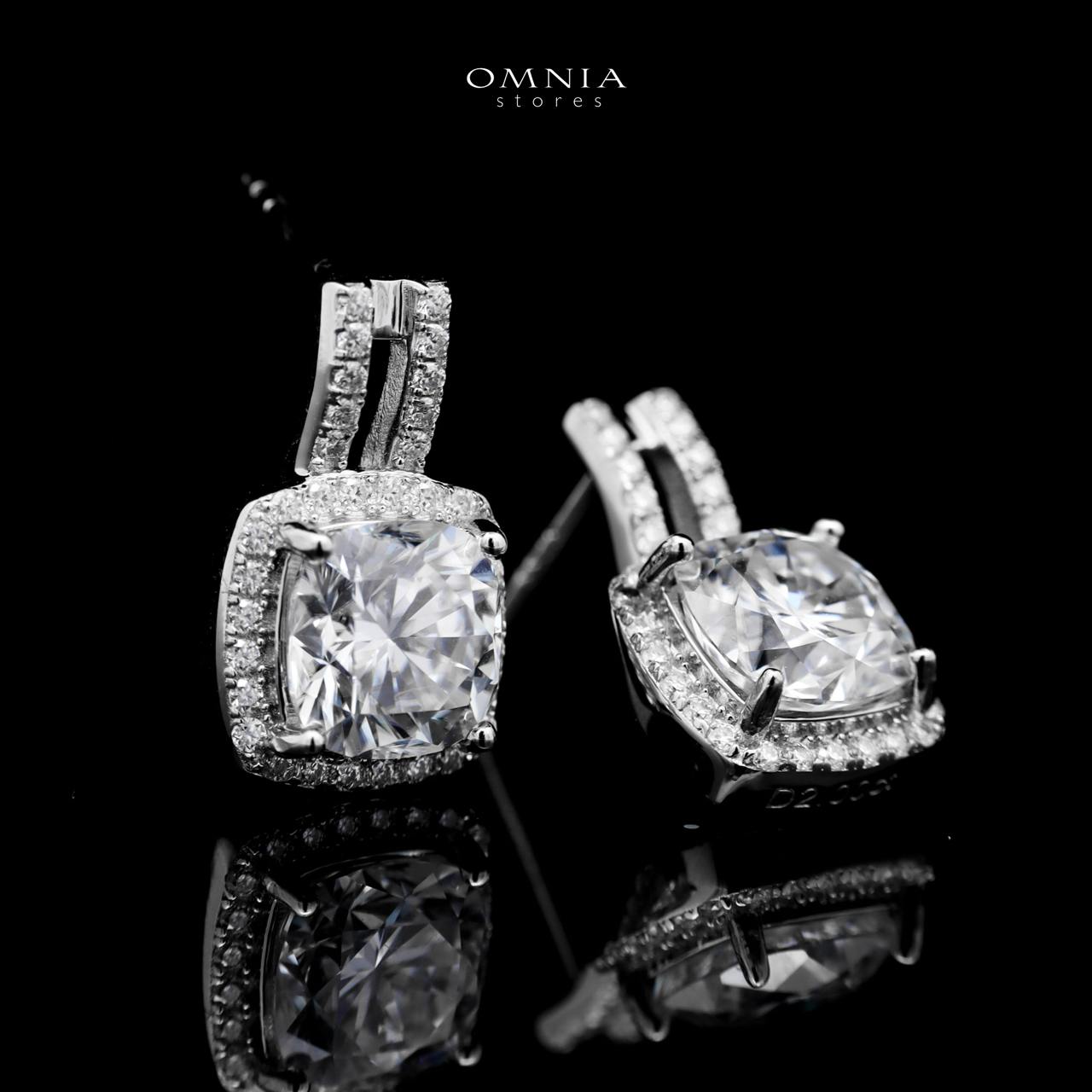 Omnia Qanita Drop Silver Earrings 925 Silver in GRA Certifited High Quality White Moissanite Stones - OMNIASTORES UAE