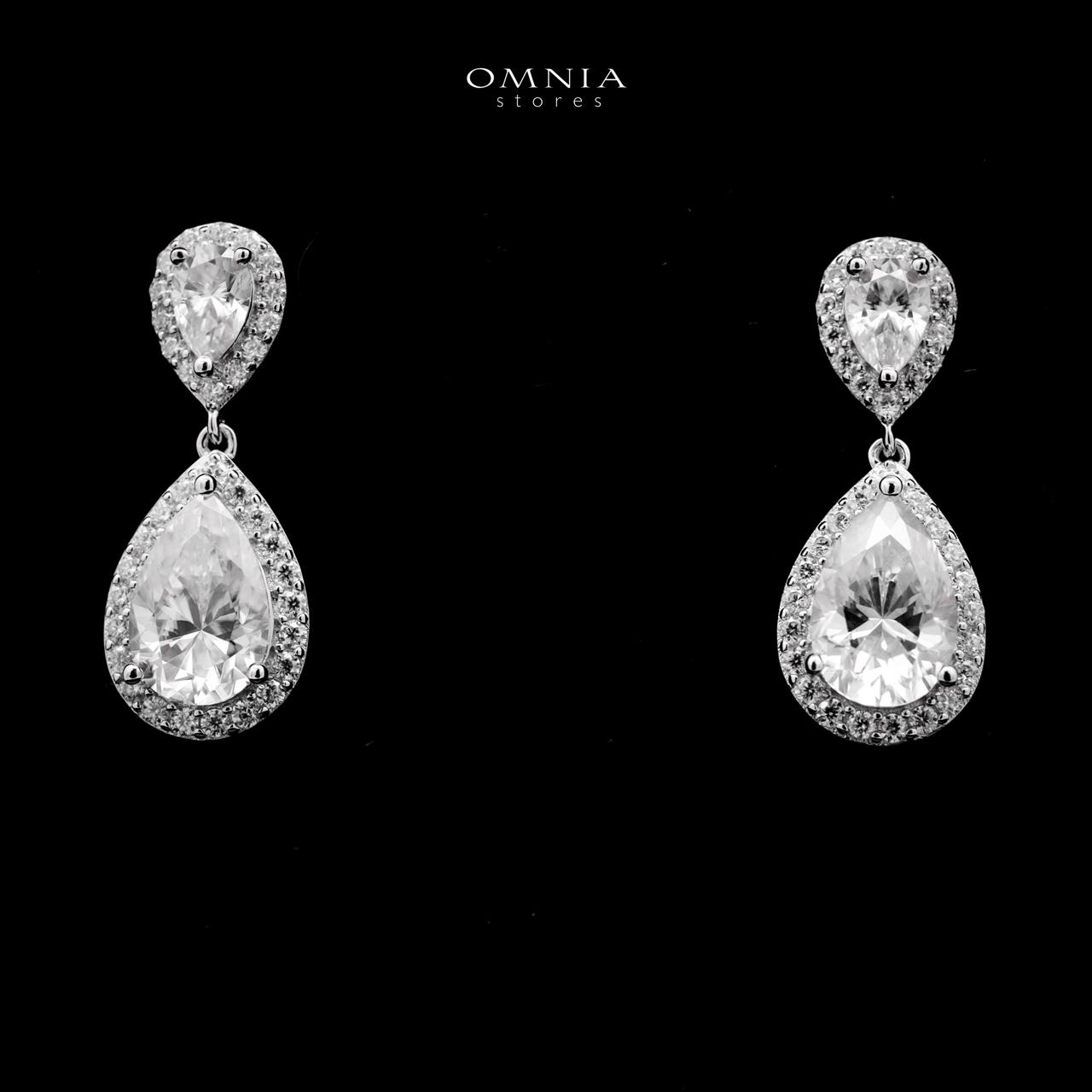 Omnia Rohayah Silver Drop Earrings 925 Silver in GRA Certifited High Quality White Moissanite Stones - OMNIASTORES UAE