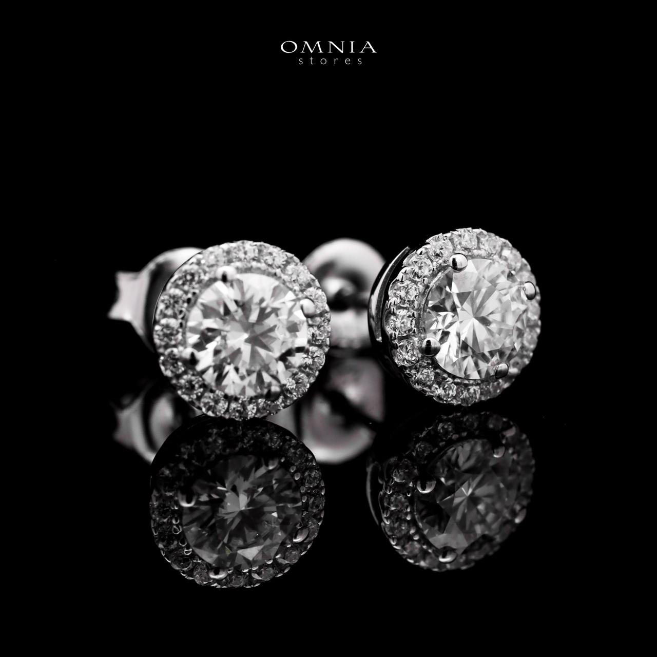 Omnia Basira Silver Stud Earrings 925 Silver in GRA Certifited High Quality White Moissanite Stones - OMNIASTORES UAE