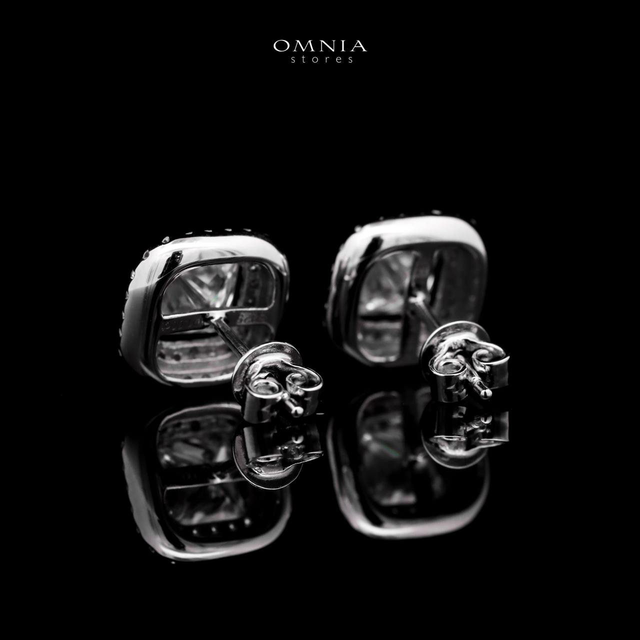 Omnia Ghaidaa Silver Square Stud Earrings 925 Silver in GRA Certifited High Quality White Moissanite Stones - OMNIASTORES UAE