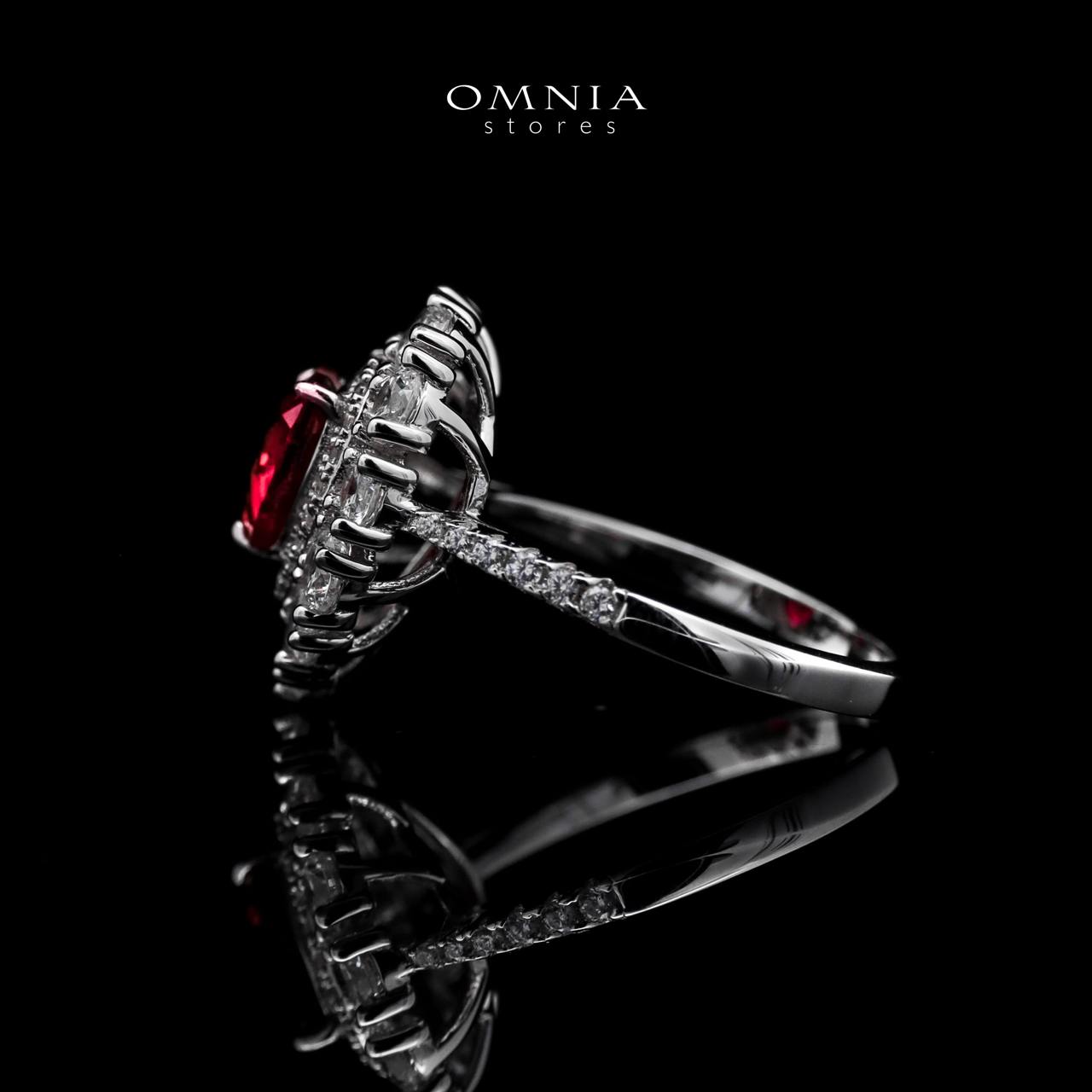 Omnia Lulwaan Silver Heart Ring In 925 Silver High Quality GRC Certifited Red Lab Grown Ruby Stones