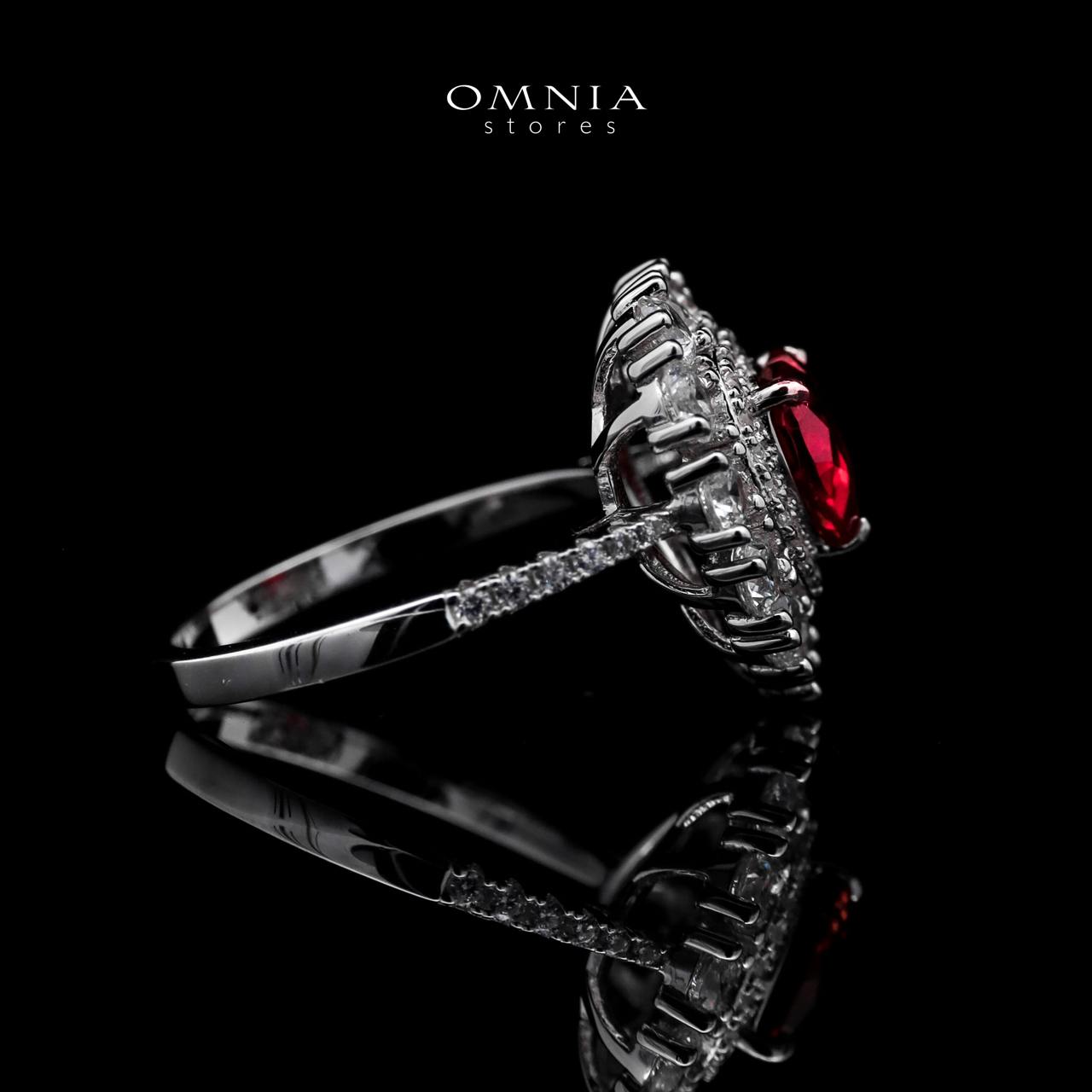 Omnia Lulwaan Silver Heart Ring In 925 Silver High Quality GRC Certifited Red Lab Grown Ruby Stones