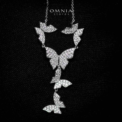 Mahtab Butterfly Necklace In 925 Silver High Quality Simulated Diamonds