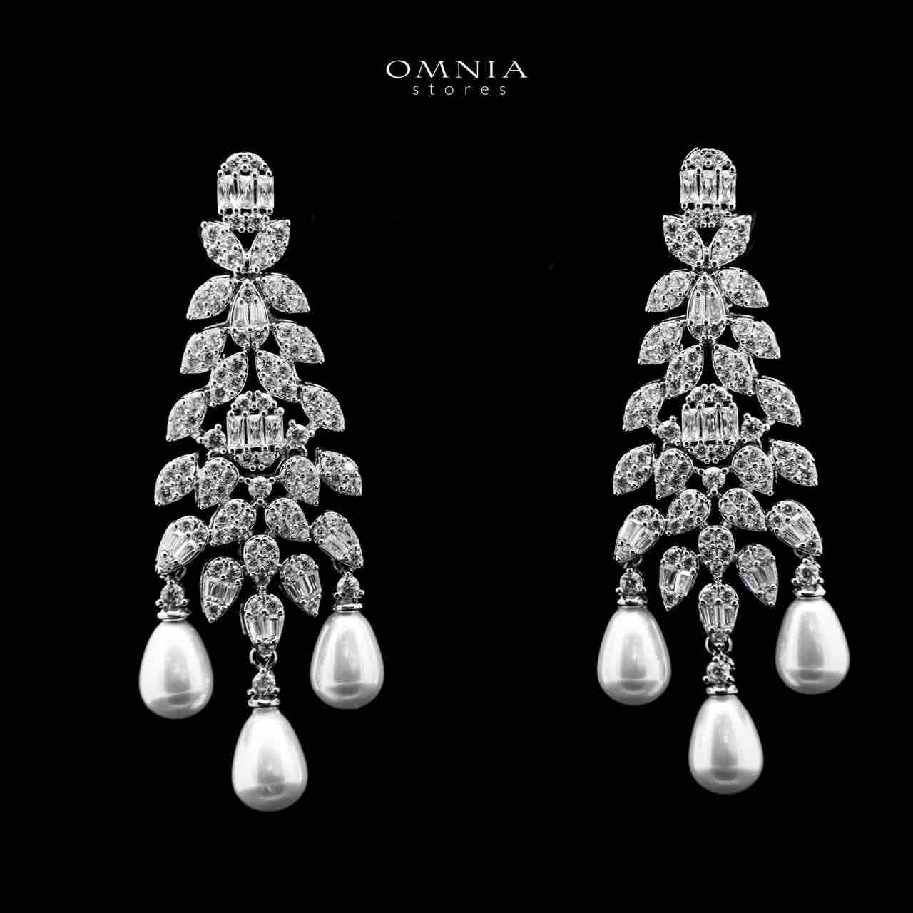 Omnia Zahrah Bridal White Pearl Full Set in High Quality Zircon Stone Rhodium Plated - OMNIASTORES UAE