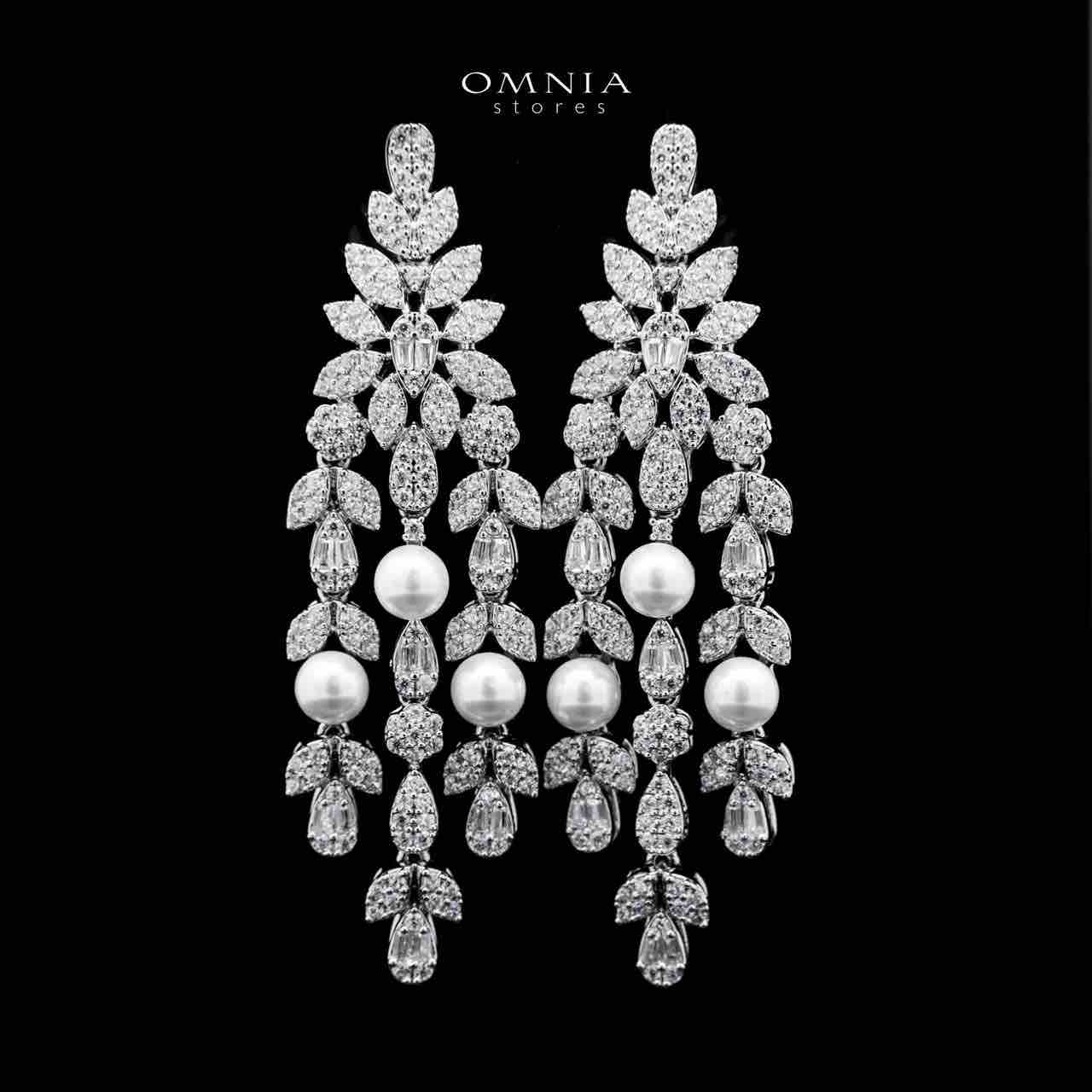 Omnia Samarah Bridal White Pearl Full Set in High Quality Zircon Stone Rhodium Plated - OMNIASTORES UAE