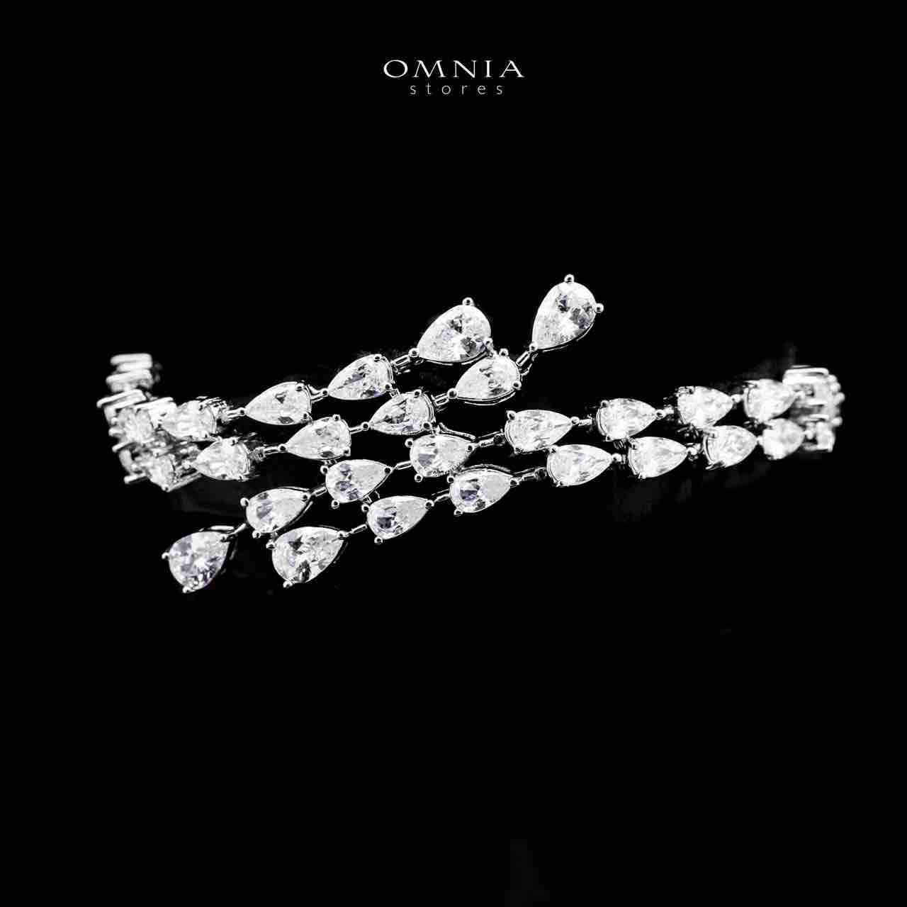 Omnia Michelle White Bridal Full Set Accessories in High Quality Zircon Stone in Rhodium Plated - OMNIASTORES UAE