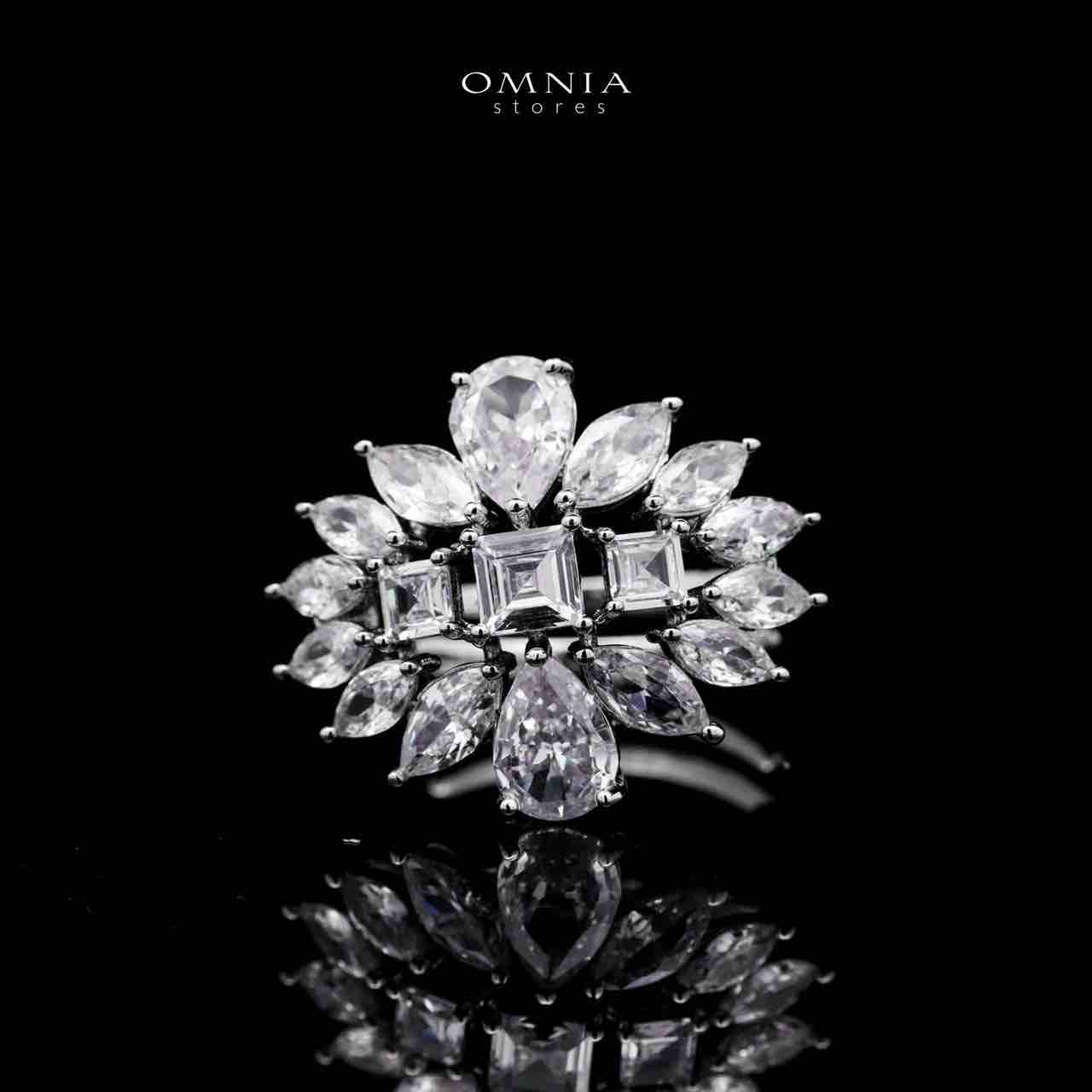 Omnia Dalal Bridal White Full Set with Teardrop Design in High Quality Zircon Stone Rhodium Plated - OMNIASTORES UAE