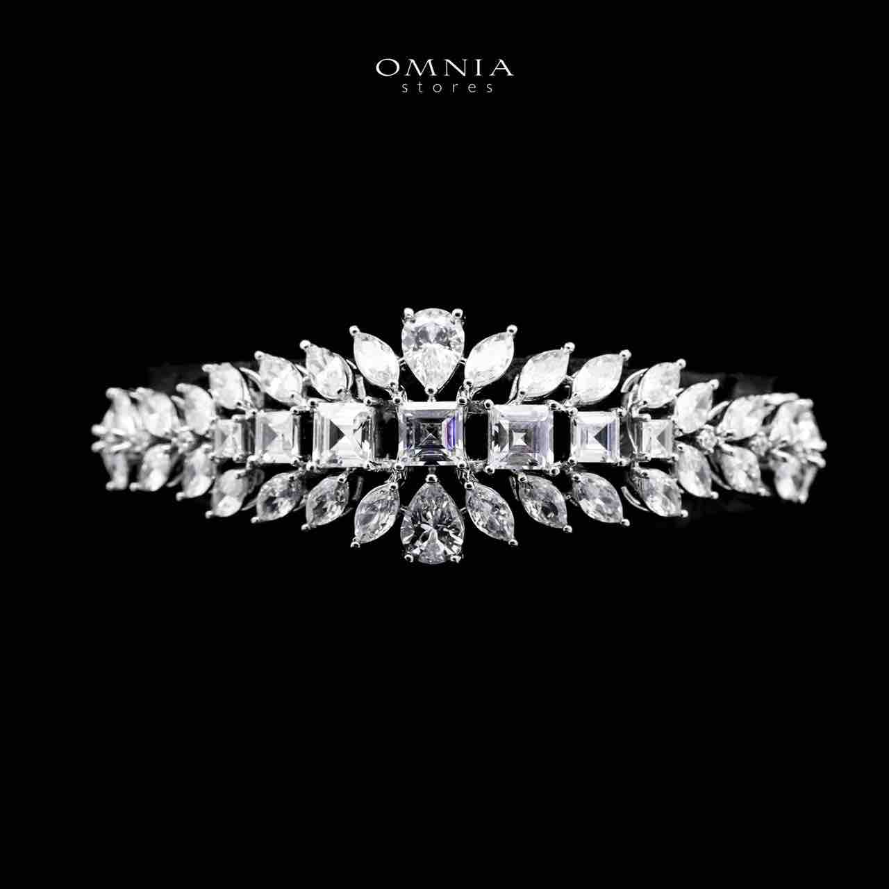 Omnia Dalal Bridal White Full Set with Teardrop Design in High Quality Zircon Stone Rhodium Plated - OMNIASTORES UAE