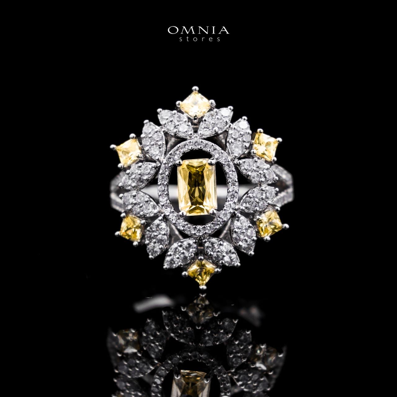 Omnia Ola Yellow Bridal Long chain Set Accessories in High Quality Zircon Stone Rhodium Plated - OMNIASTORES UAE