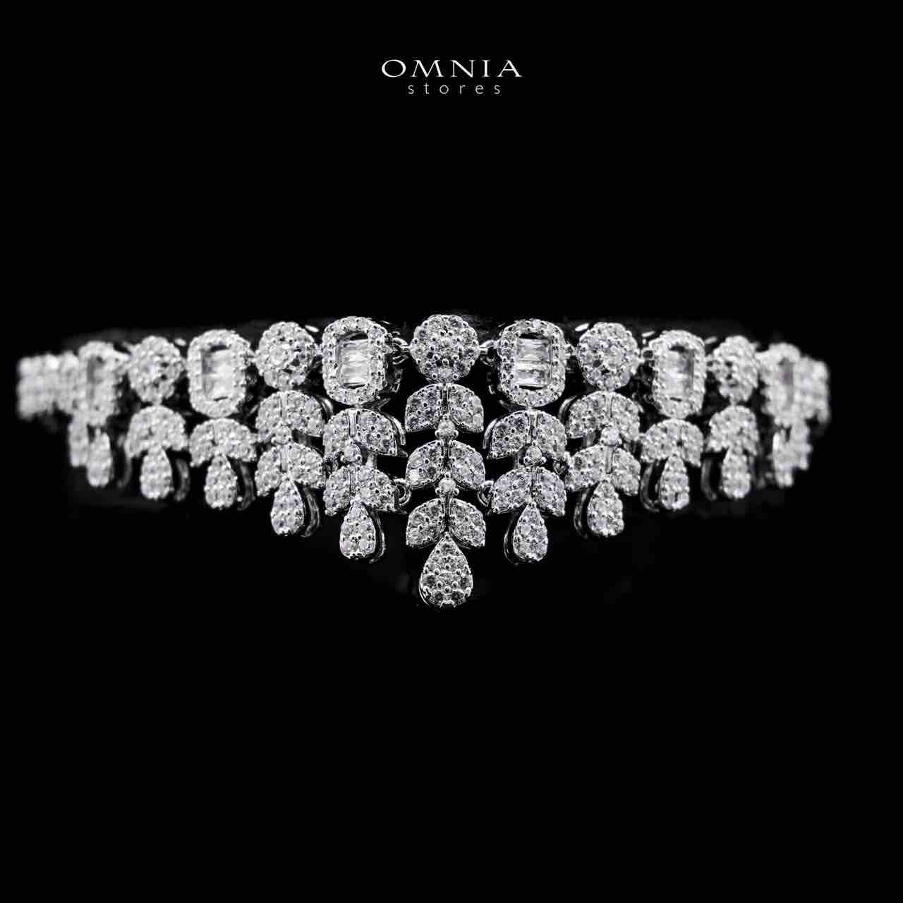 Omnia Fareeda White Bridal Full Set in High Quality Zircon Stone in Rhodium Plated - OMNIASTORES UAE