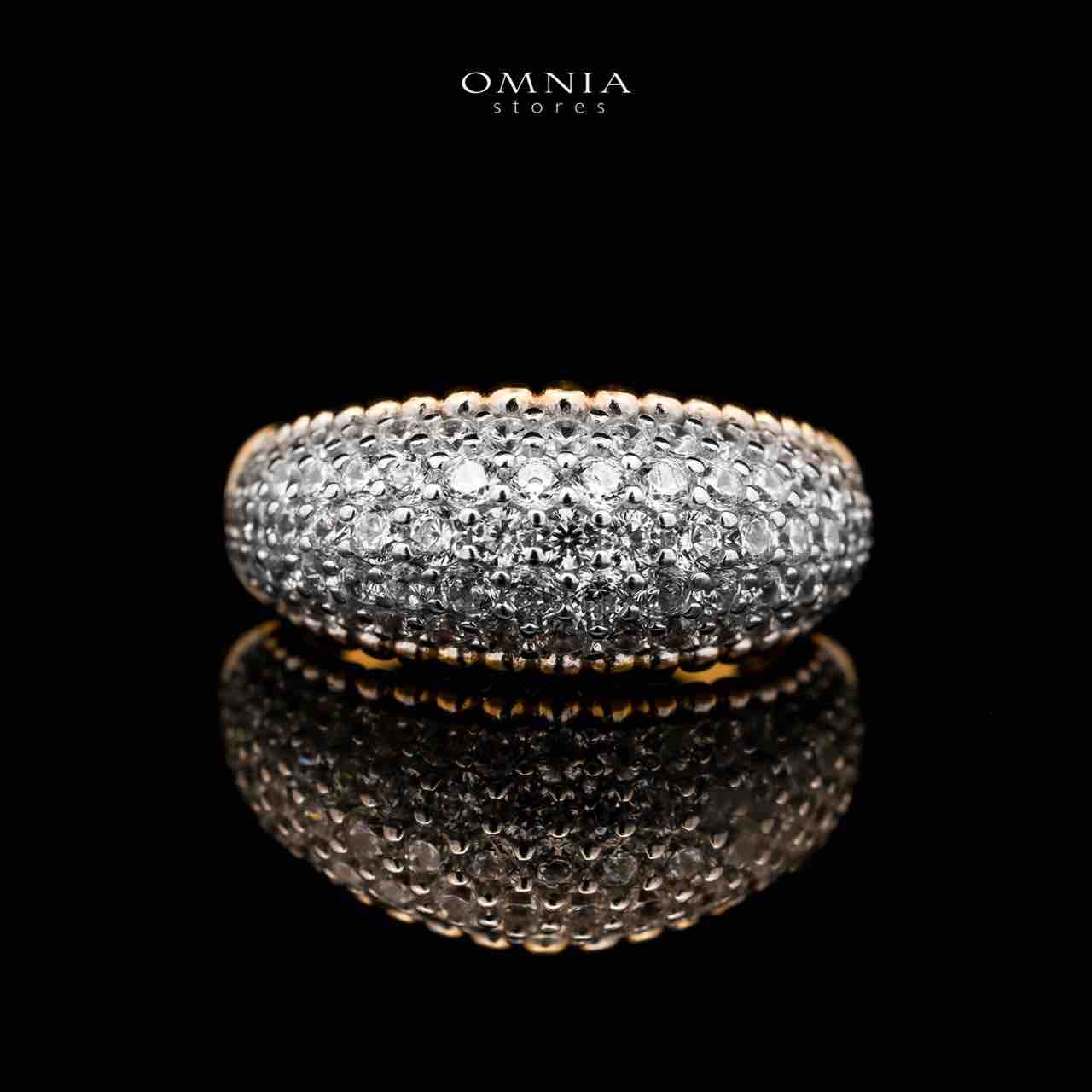 Omnia Taheera Golden Ring in 925 Silver with High-Quality White Simulated Diamonds - OMNIASTORES UAE