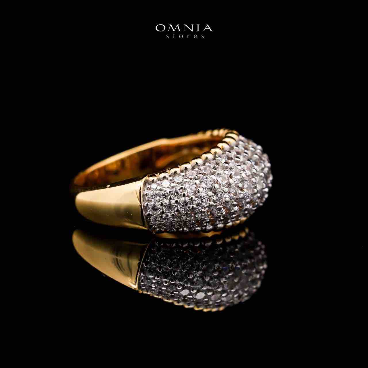 Omnia Taheera Golden Ring in 925 Silver with High-Quality White Simulated Diamonds - OMNIASTORES UAE