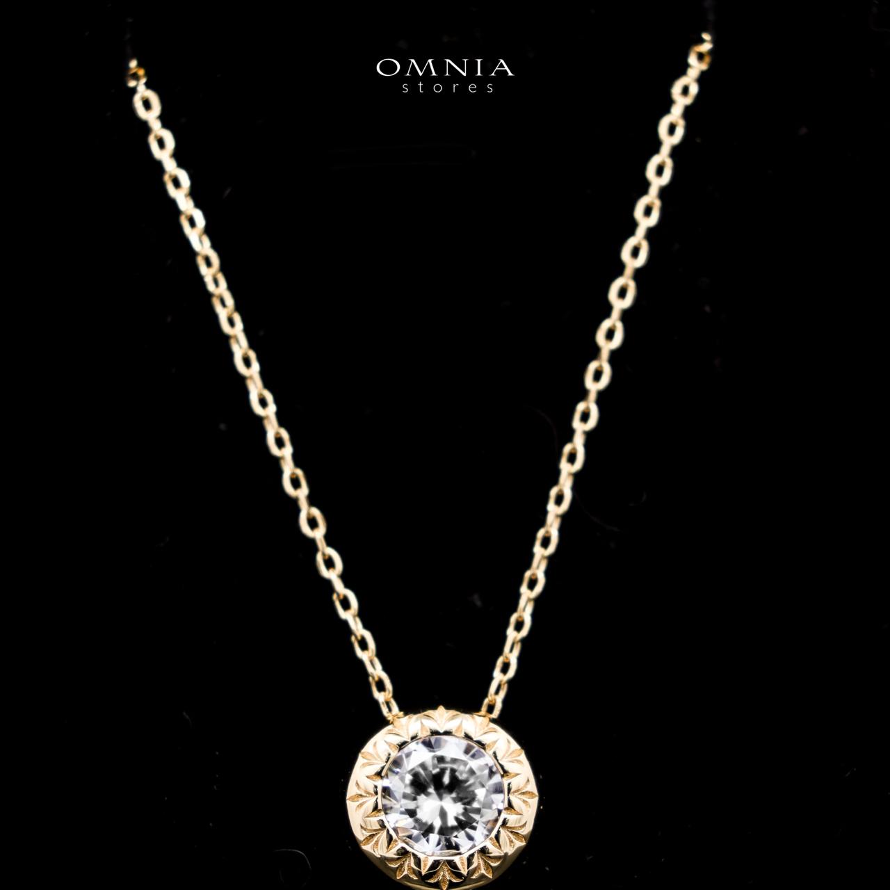 Omnia Ismah Golden Classic Necklace in 925 Silver with High-Quality White Simulated Diamonds - OMNIASTORES UAE