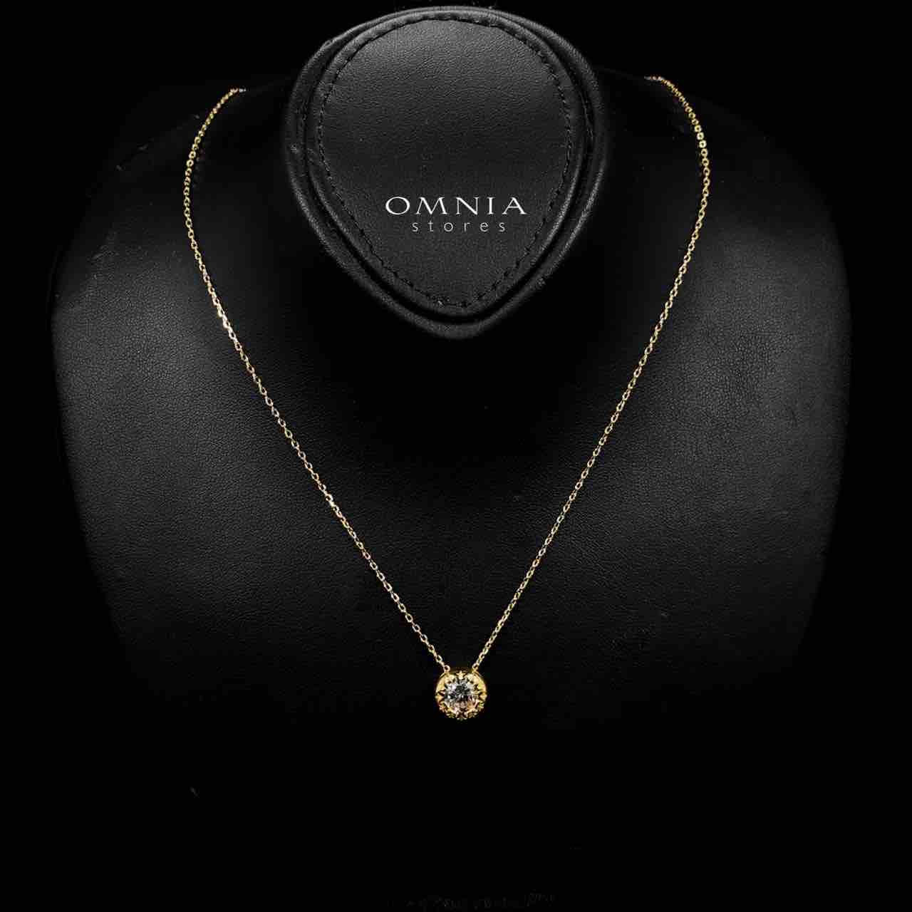 Omnia Ismah Golden Classic Necklace in 925 Silver with High-Quality White Simulated Diamonds - OMNIASTORES UAE