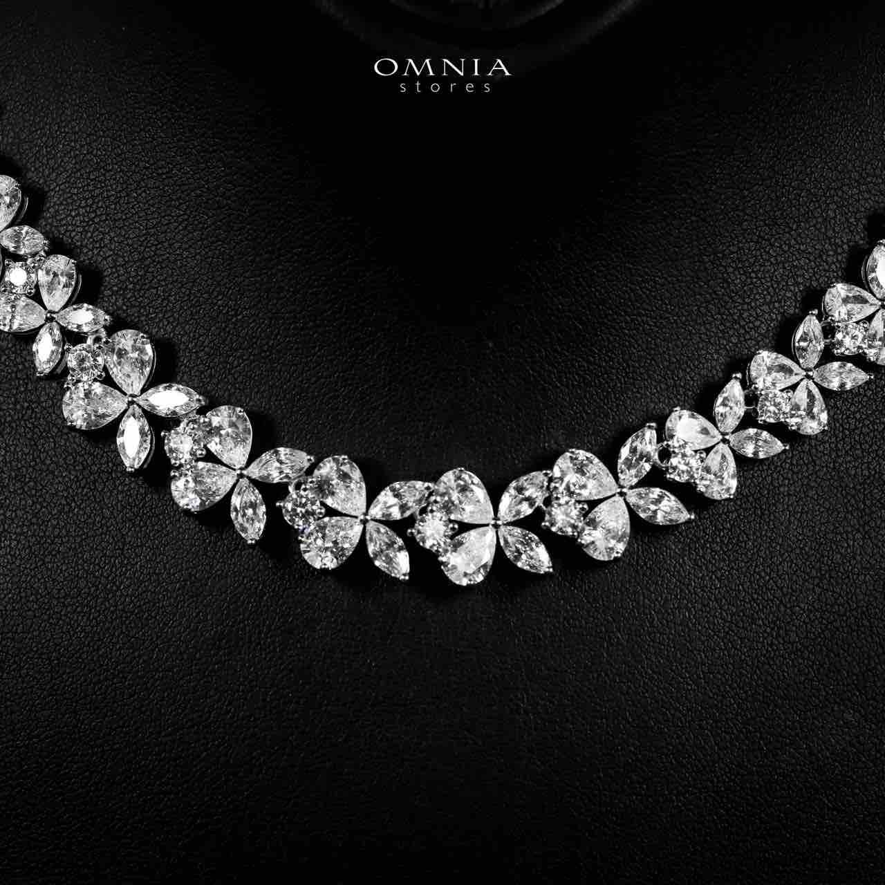 Omnia Karolina Silver Necklace 925 Silver in High Quality White Simulated Diamonds - OMNIASTORES UAE