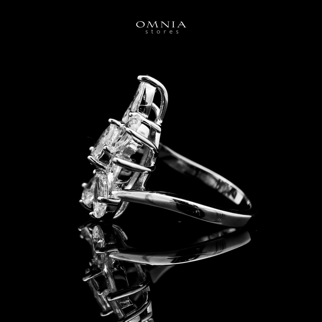 Omnia Caterina Silver Ring in 925 Silver with High-Quality White Simulated Diamonds - OMNIASTORES UAE