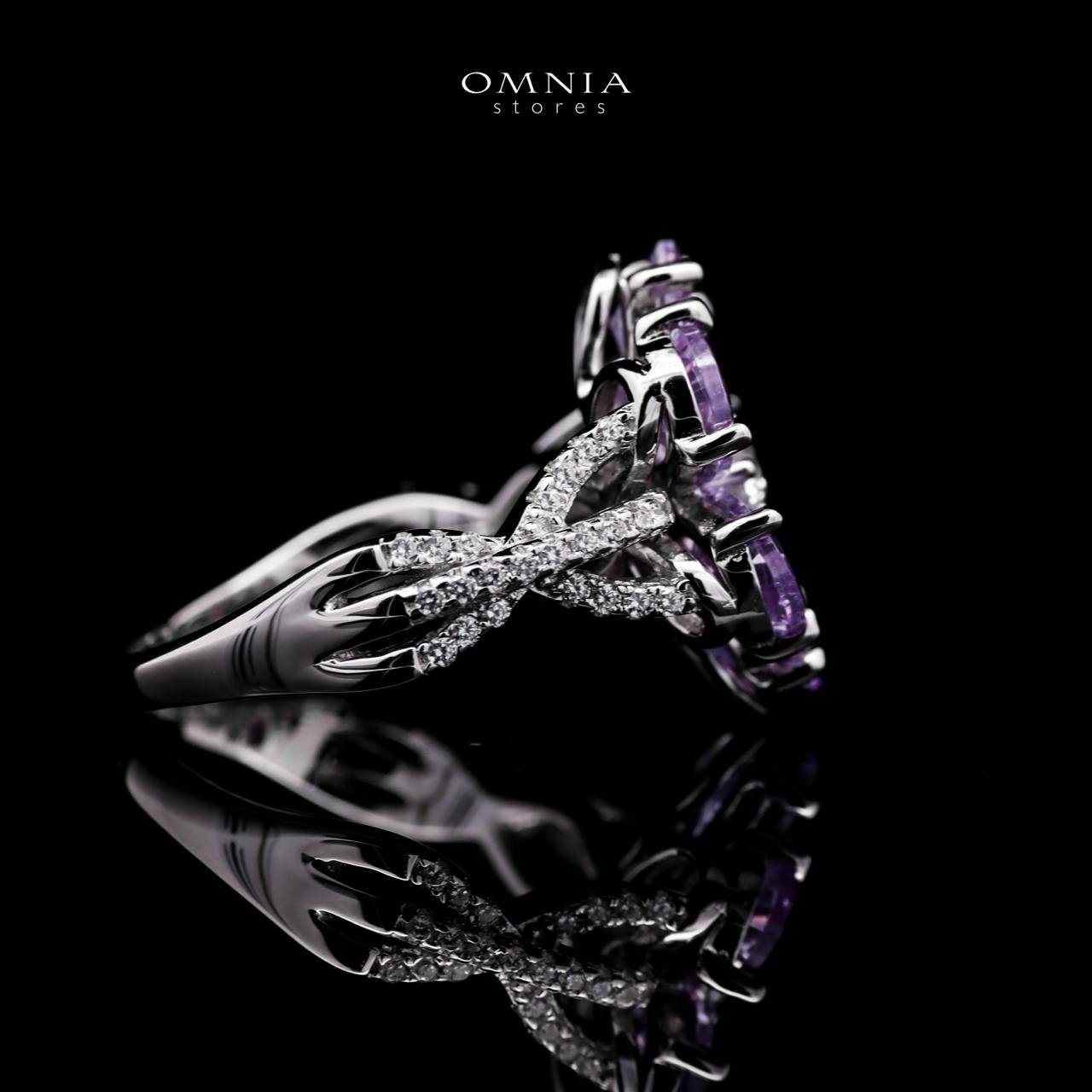 Omnia Chafia Silver 0.75 Carat Ring 925 Silver High Quality Purple Simulated Diamond Stones - OMNIASTORES UAE