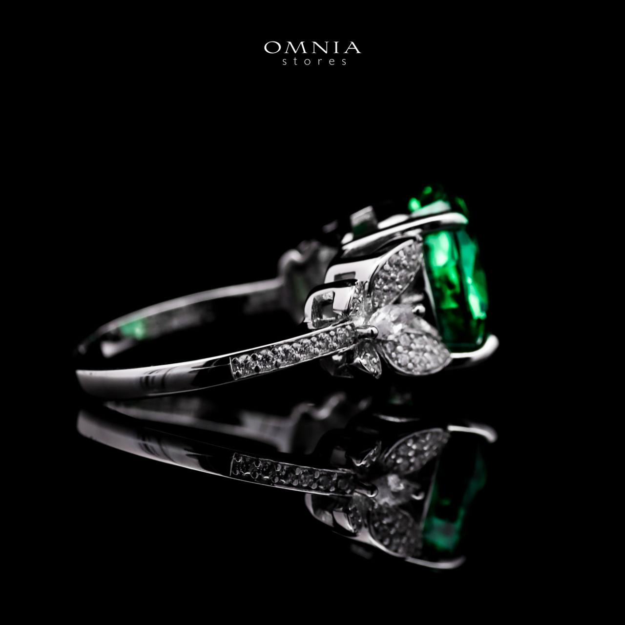 Omnia Maysun Ring In 925 Silver High Quality Green Simulated Diamonds - OMNIASTORES UAE