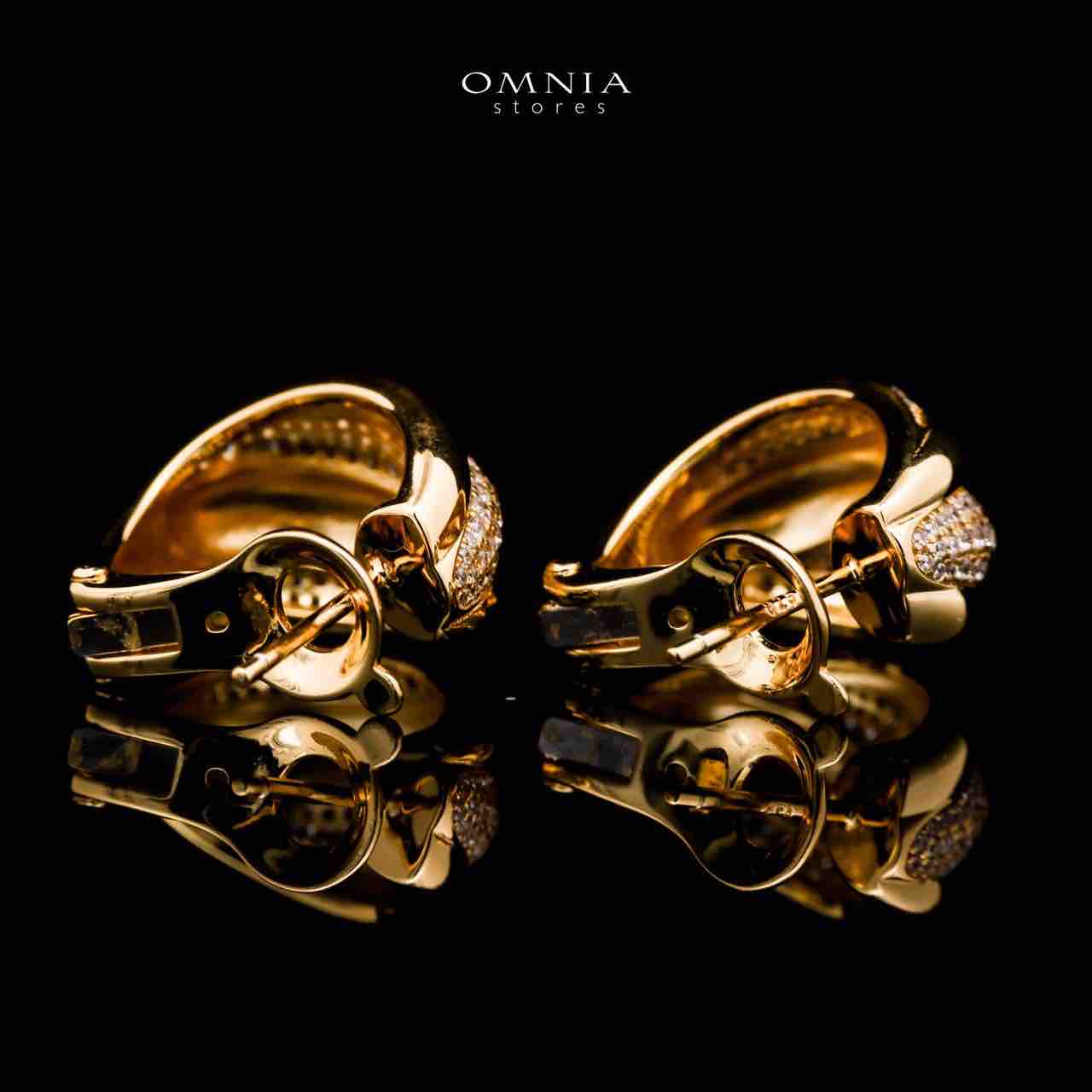 Omnia Elira Gold Plated Earrings in 925 Silver with High-Quality Green Simulated Diamonds - OMNIASTORES UAE
