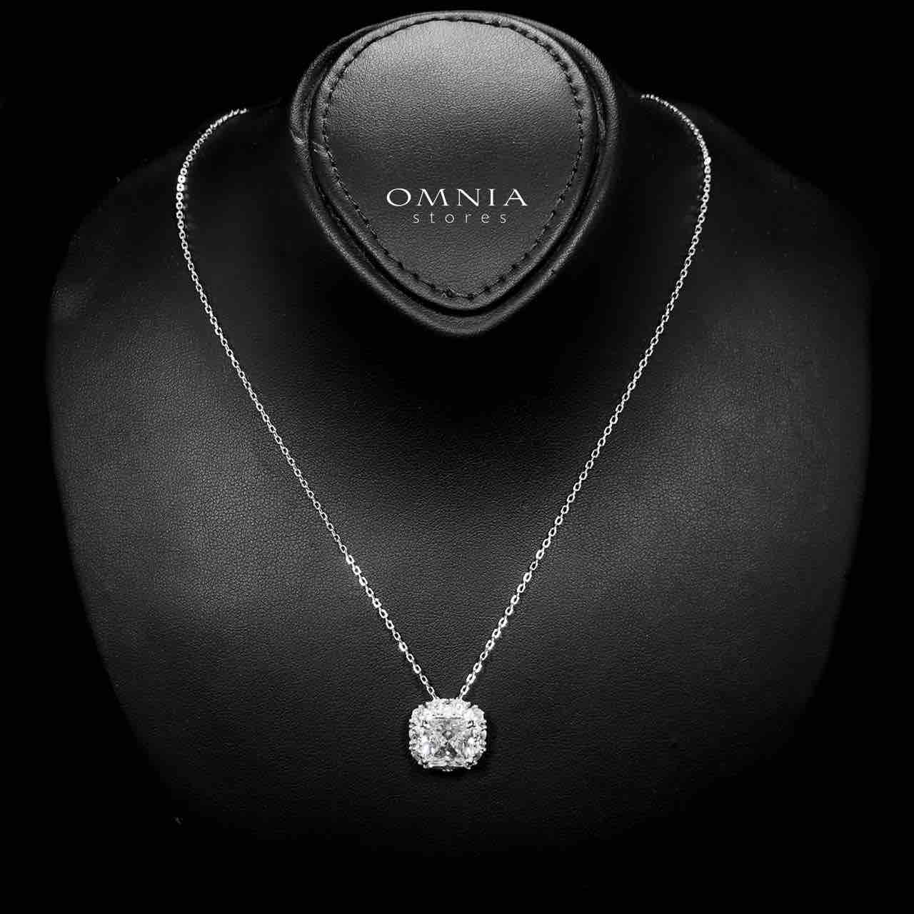 Omnia Ghita White Princess Cut Statement Necklace in 925 Silver with High-Quality Simulated Diamonds - OMNIASTORES UAE