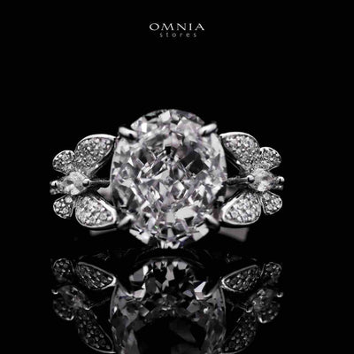 Omnia Maysun Pure White Ring in 925 Silver with High Quality Simulated Diamonds