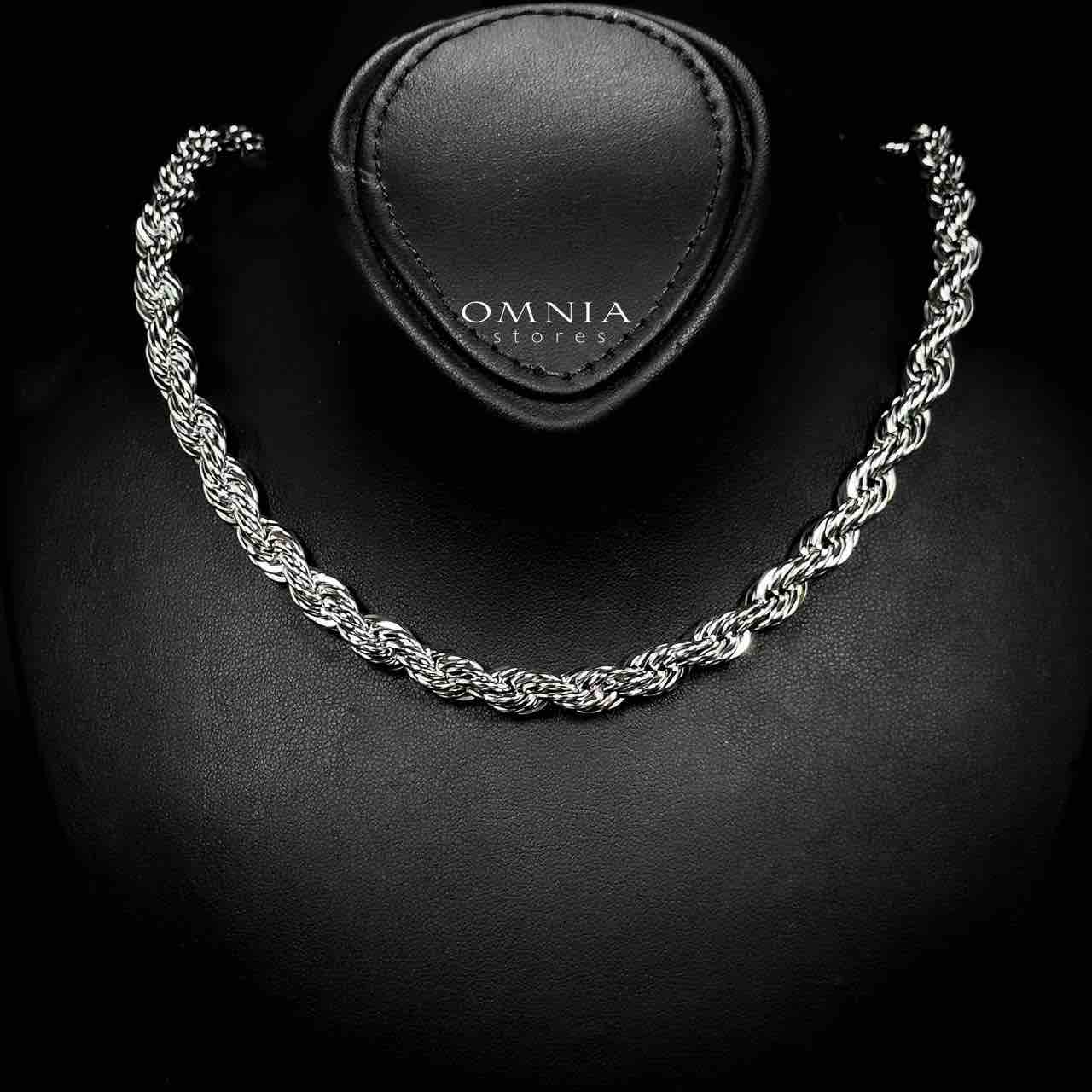 Omnia Faridah Silver Color Necklace and Bracelet Set in High-Quality 8mm Stainless Steel - OMNIASTORES UAE