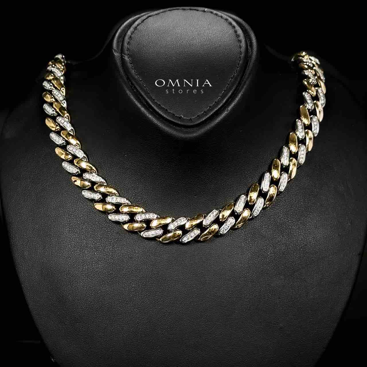 Omnia Khadra Copper Plated Gold Color Necklace,Bracelet and Silver Color Earrings Set in High-Quality 12mm Stainless Steel - OMNIASTORES UAE