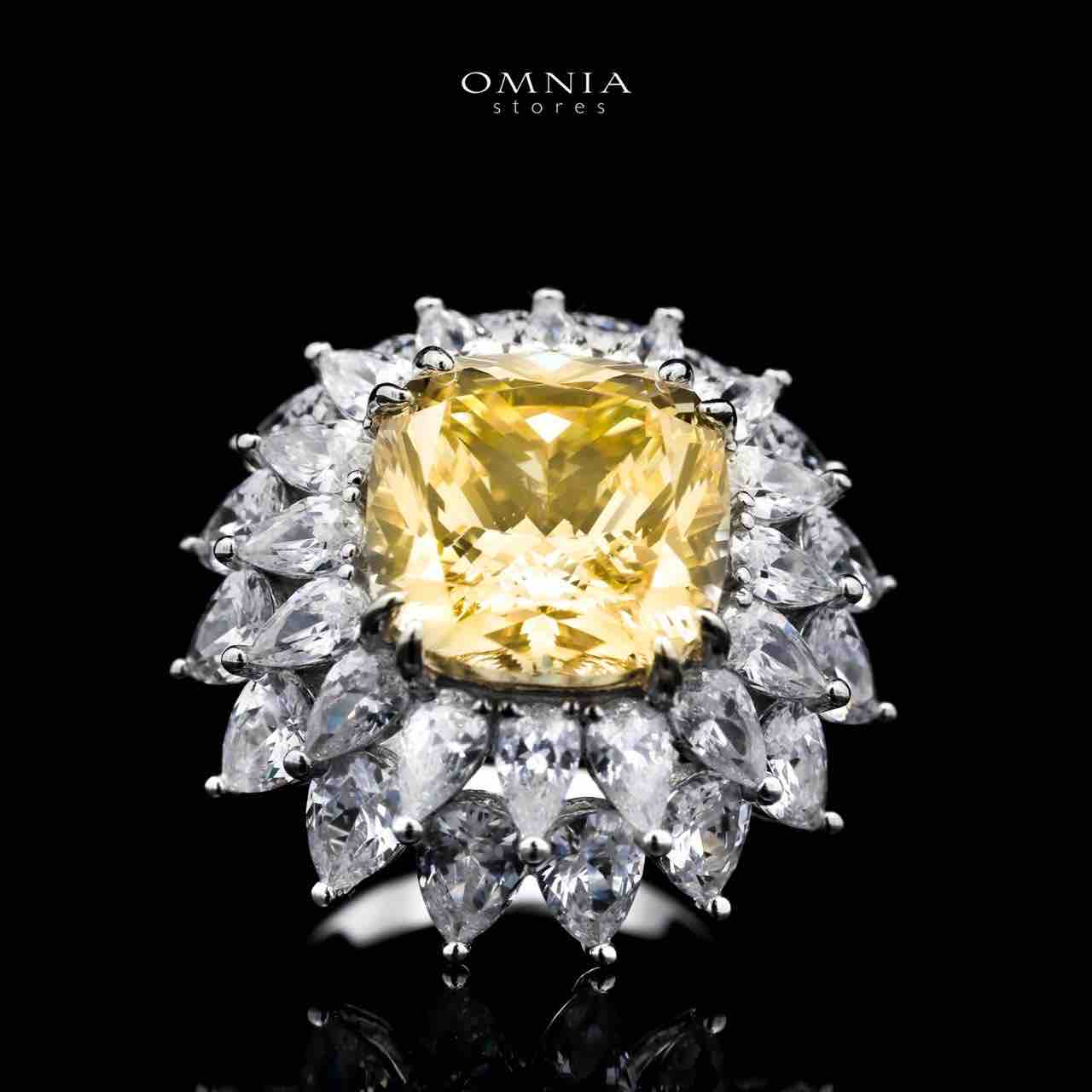 Omnia Thalia Yellow Ring In 925 Silver High Quality Simulated diamonds - OMNIASTORES UAE